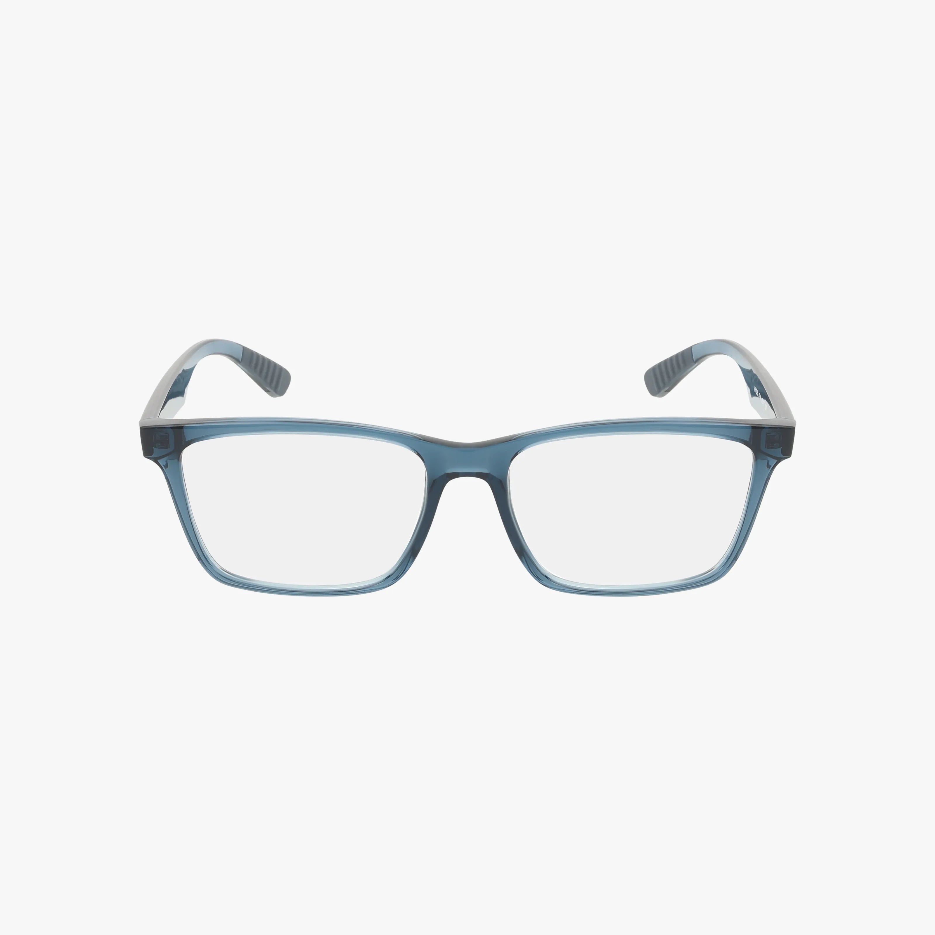 The RX7025 features a rectangular blue transparent plastic frame with clear lenses, displayed on a plain white background.