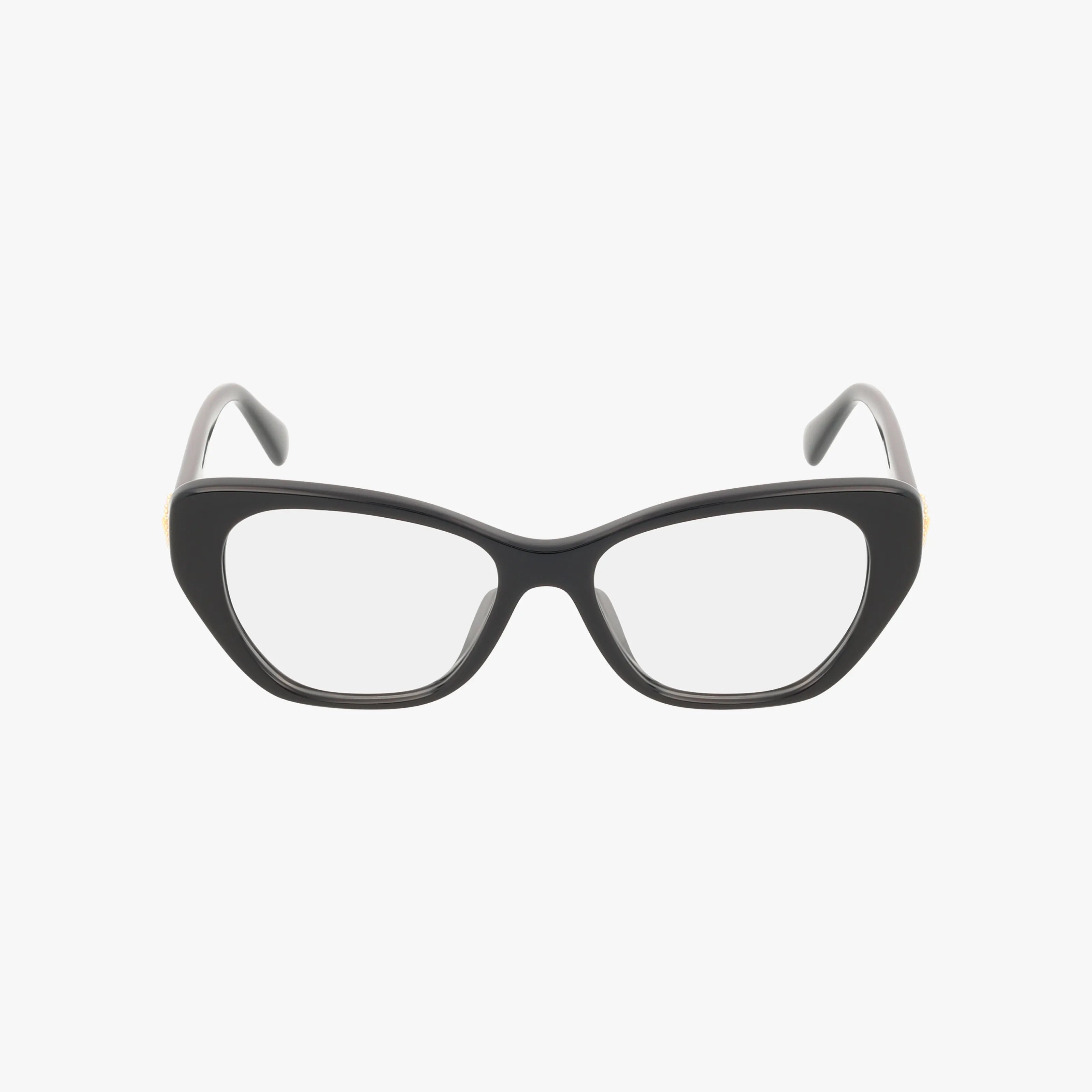 Front view of VK3005U, a chic cat-eye eyeglass frame with clear lenses, displayed on a white background—ideal for timeless elegance. Shop online to elevate your style.