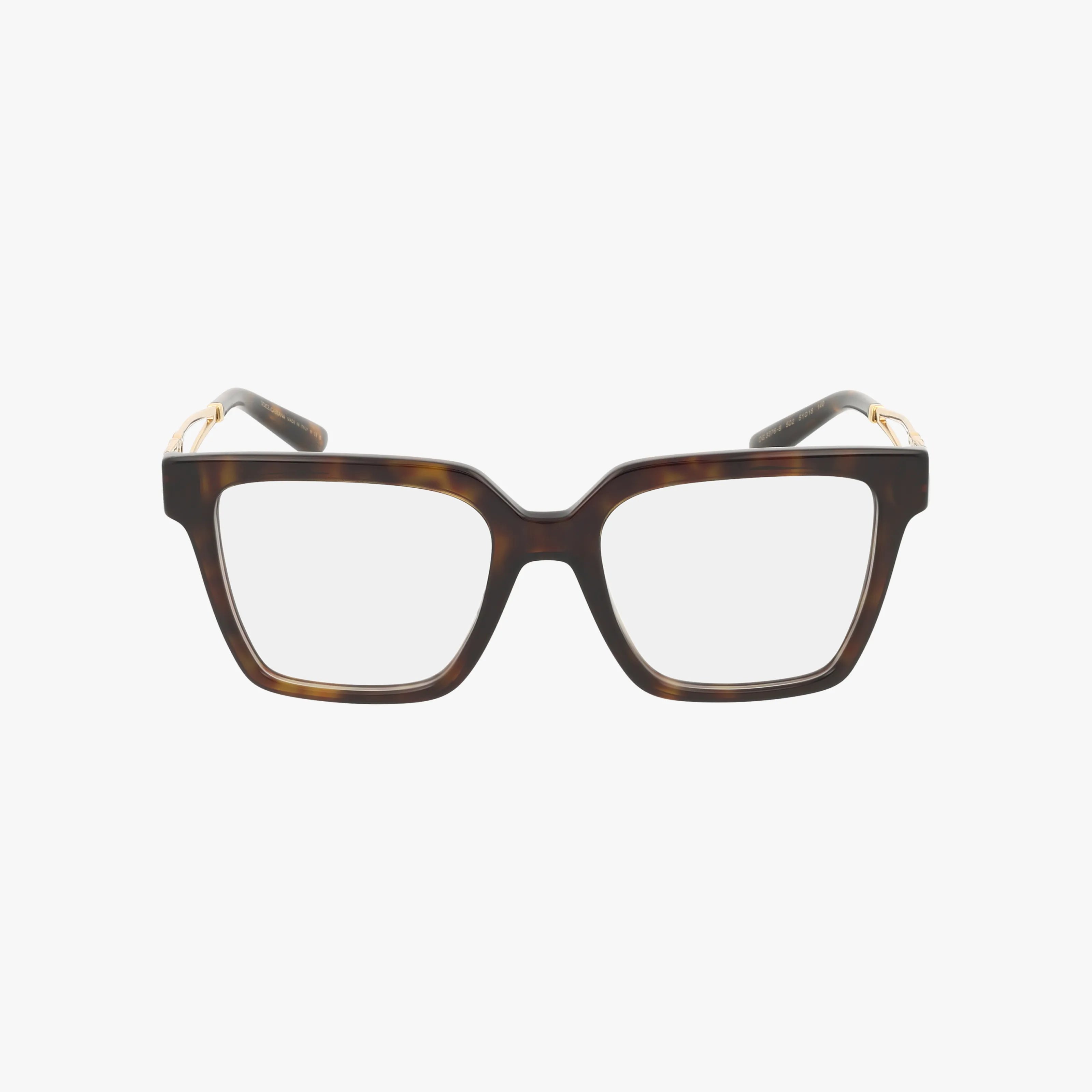 DG3376B rectangular daily wear glasses with tortoiseshell thick, durable, stylish frames and clear lenses, shown front-facing on a white background.