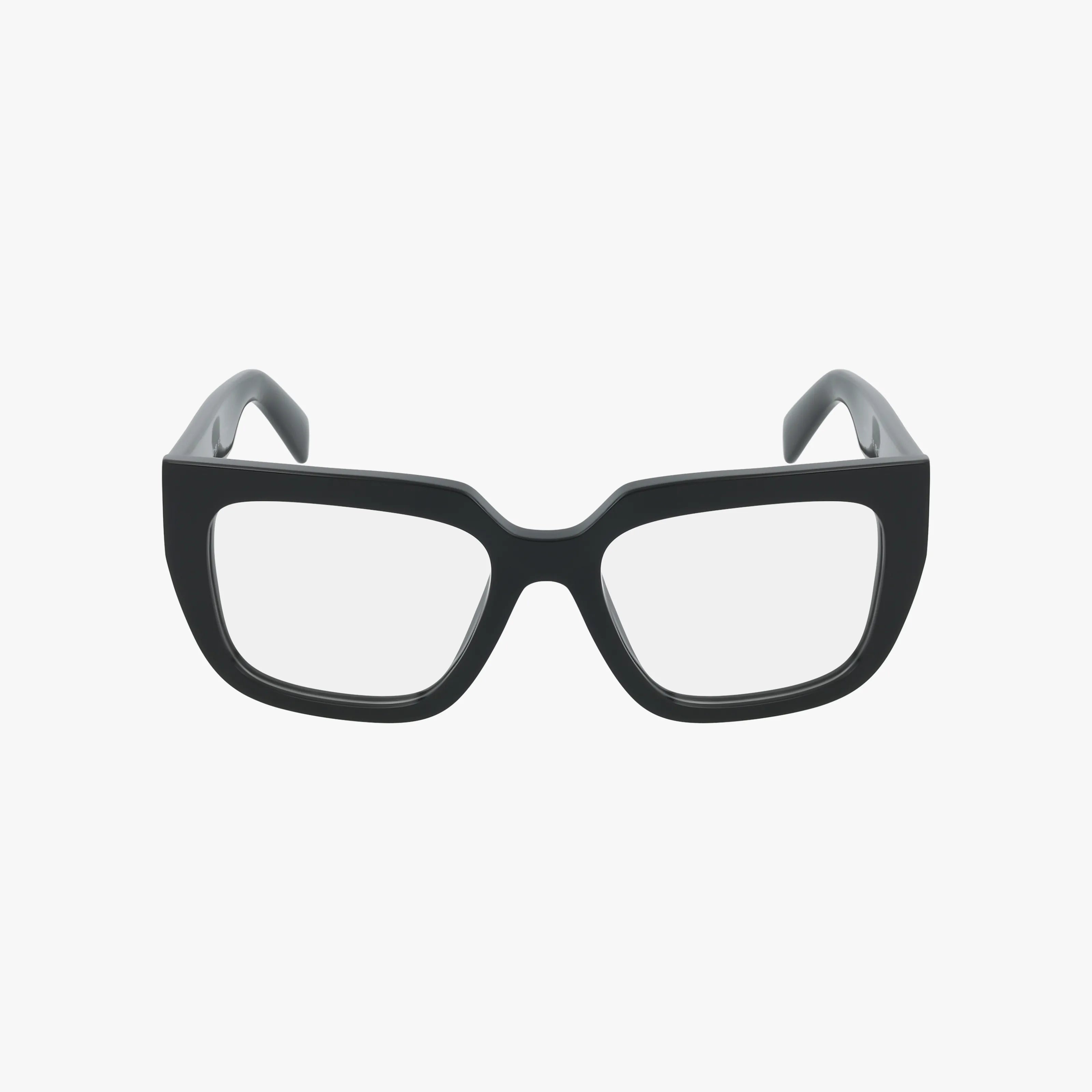 The PRA03V features black, thick frames with a refined design and large rectangular lenses, displayed on a plain white background.