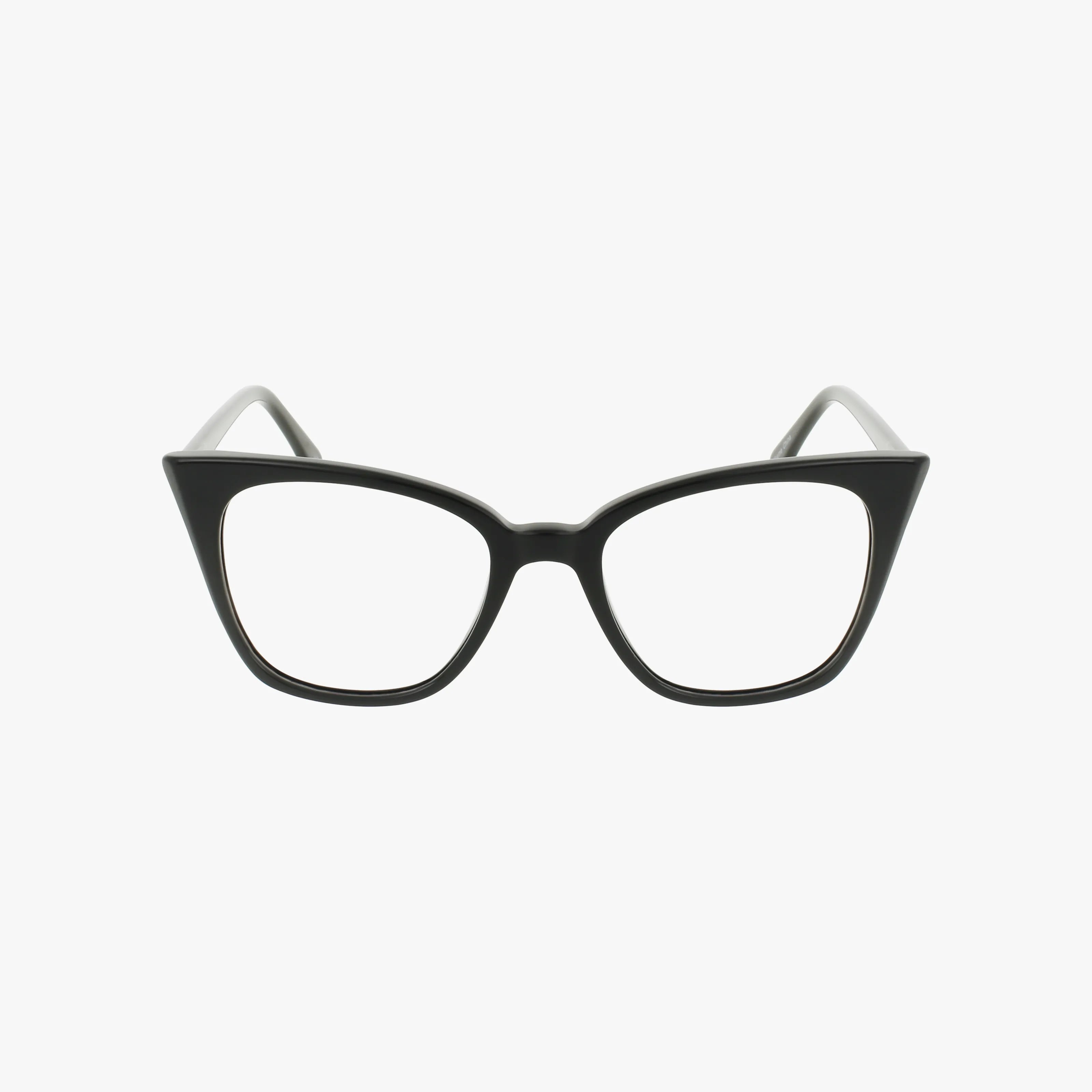 The CHANTEL eyeglasses feature black cat-eye thick frames, displayed front-facing on a plain white background—a stylish and versatile choice for prescription lenses and everyday wear.