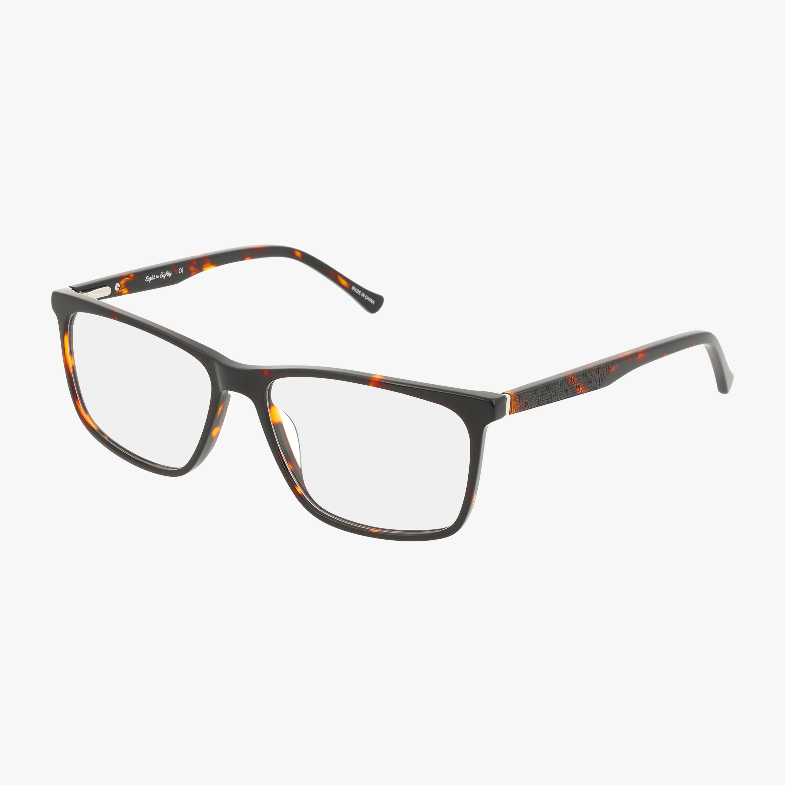 The BABY BOY rectangular eyeglasses feature a tortoiseshell pattern with black accents on the frame and arms, shown against a white background.