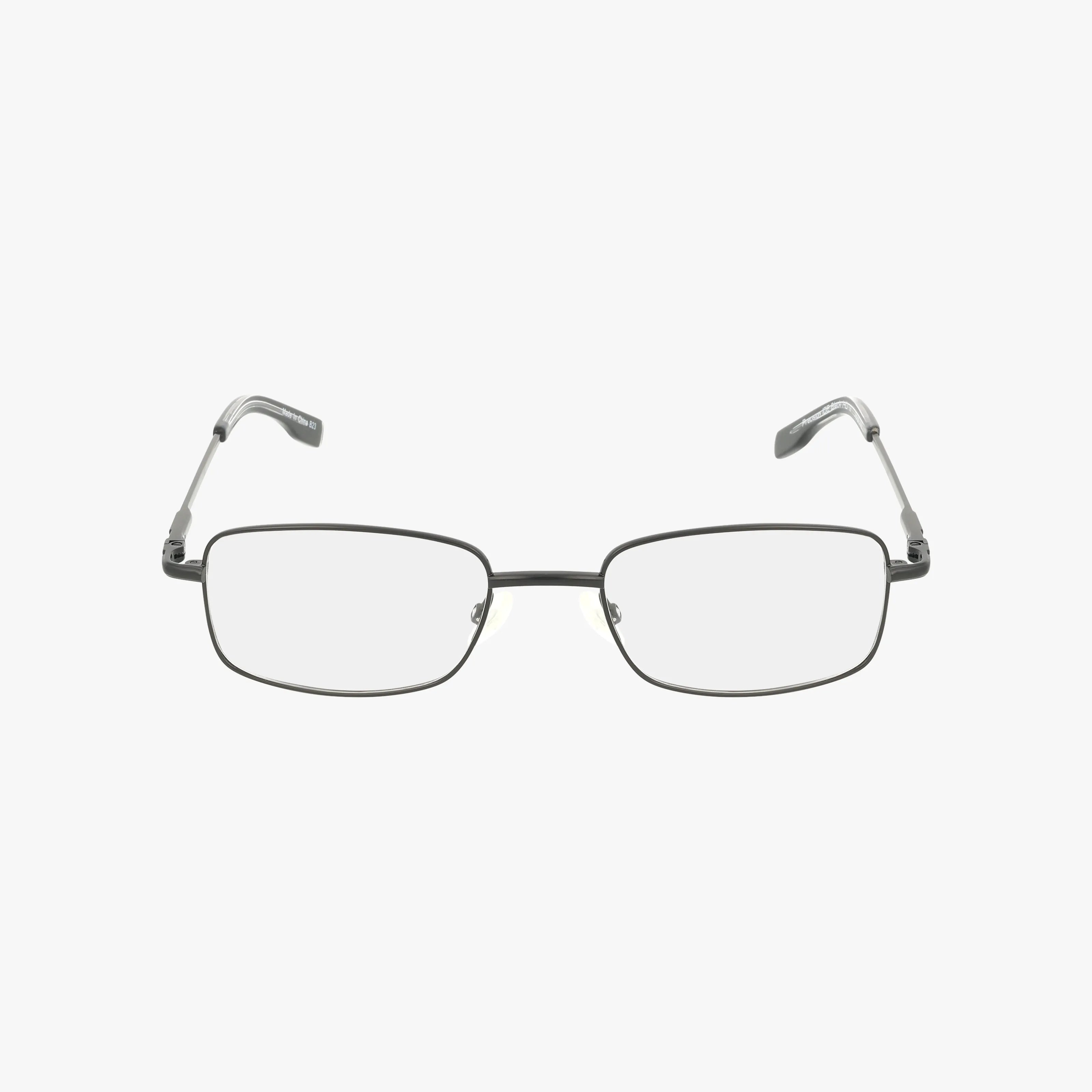 Product 102 is a pair of rectangular rimmed eyeglasses with thin dark metal frames and clear lenses, shown on a plain white background.