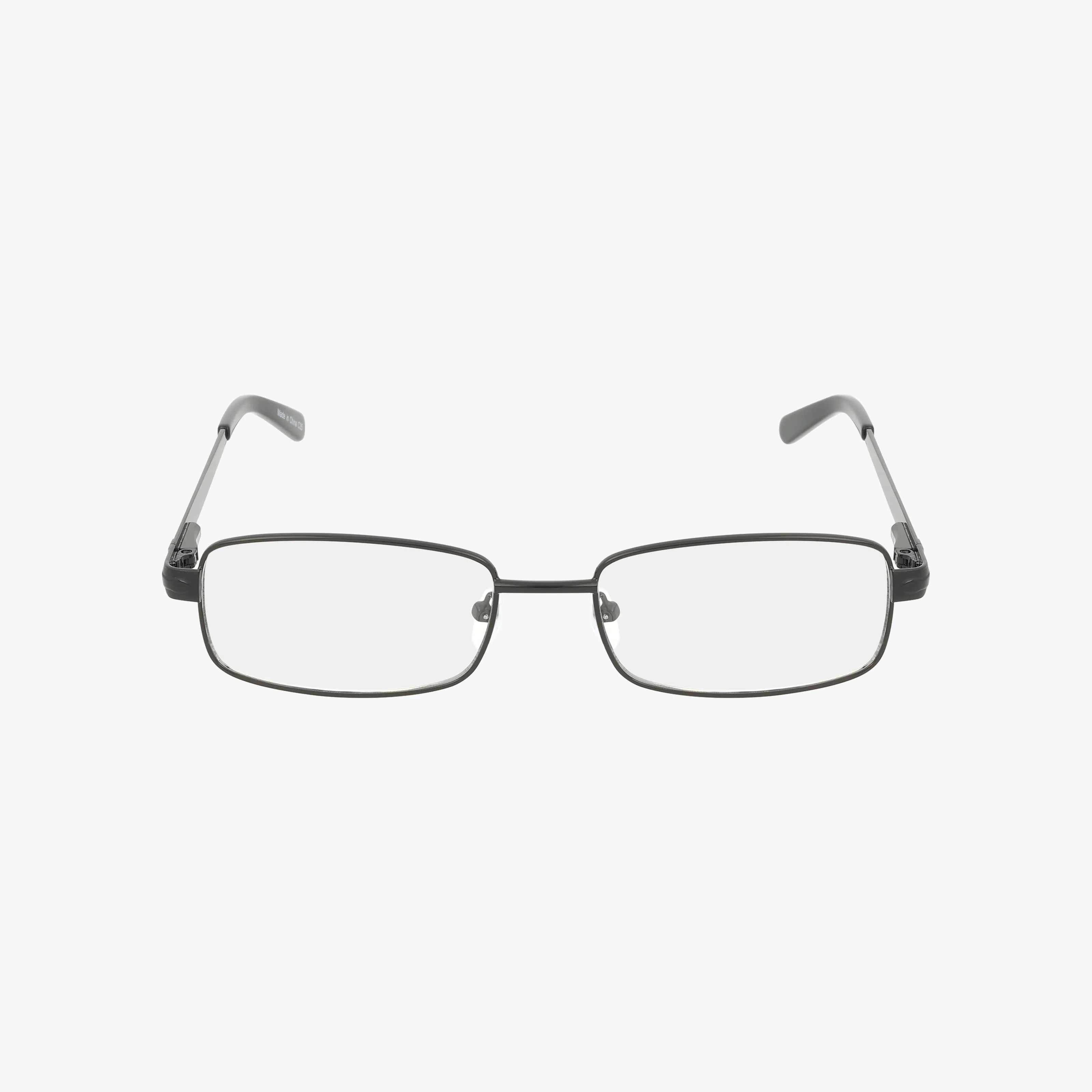 The 161 eyeglasses feature a rectangular shape with thin, dark metal frames and clear prescription lenses, shown on a white background.