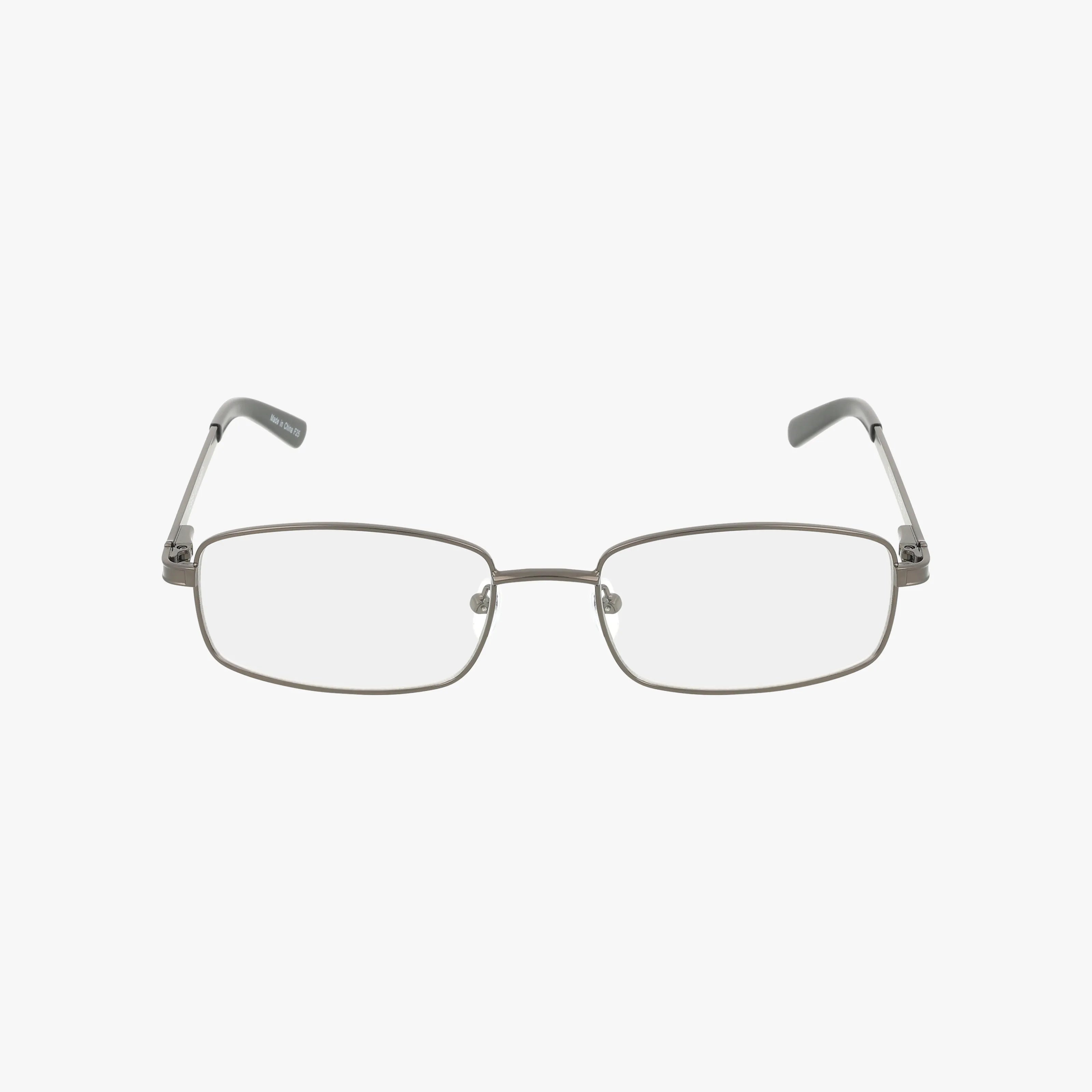 The 625 is a pair of rectangular silver metal eyeglasses with clear lenses and slim arms, shown on a white background.