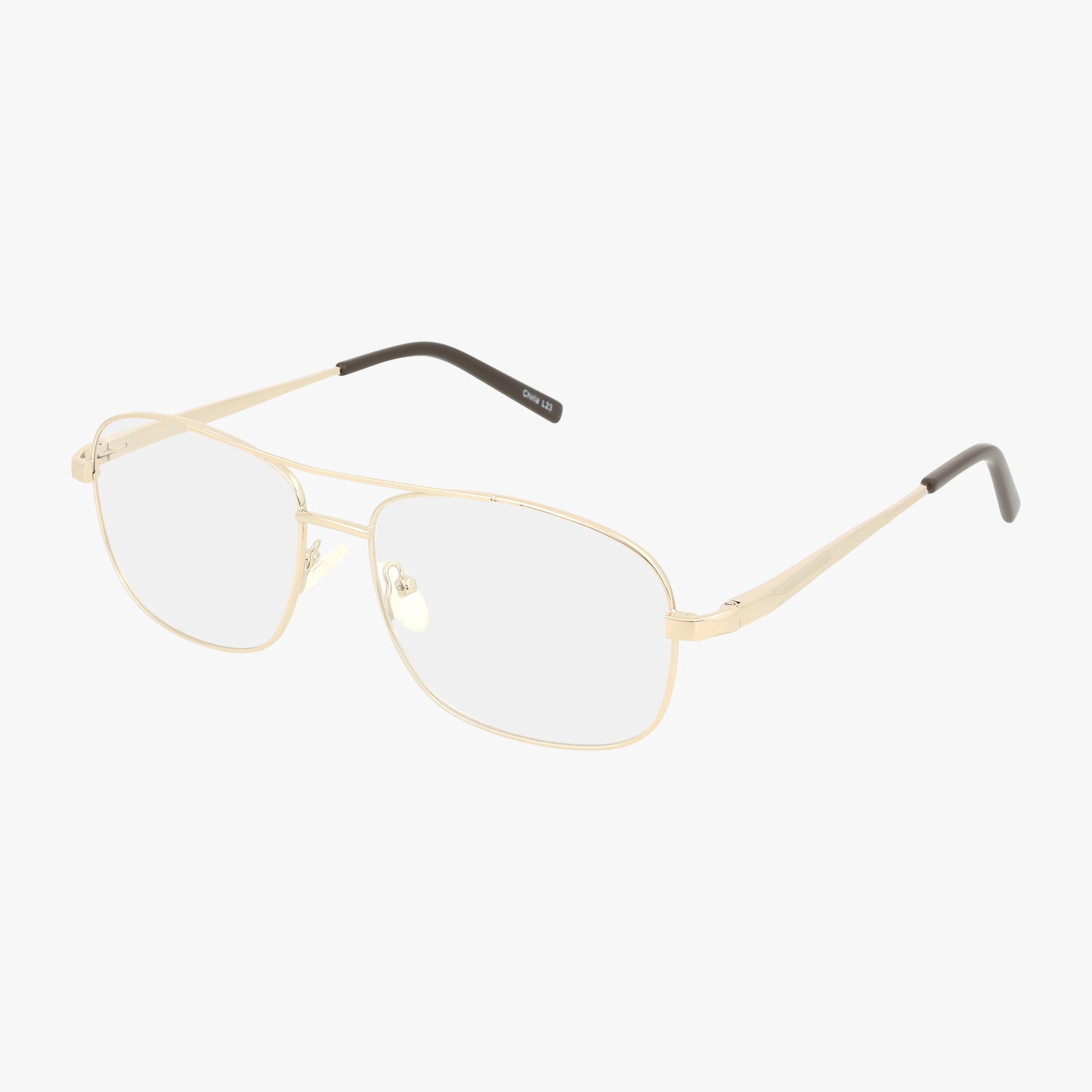 The 194 features gold aviator-style eyeglasses with a sleek thin metal frame, clear lenses, and black-tipped arms. Its lightweight design makes it versatile for daily wear, shown here on a white background.