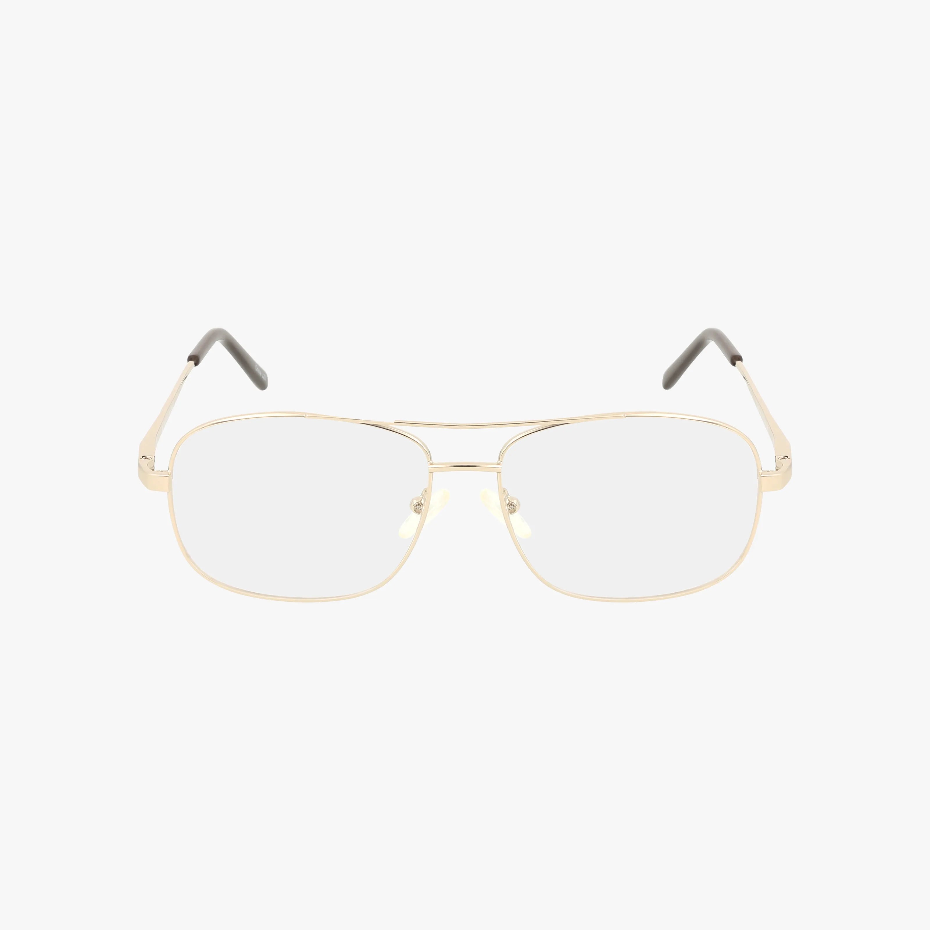 194 gold metal aviator-style eyeglasses with clear lenses, sleek frame, and black arm tips, shown on a white background.