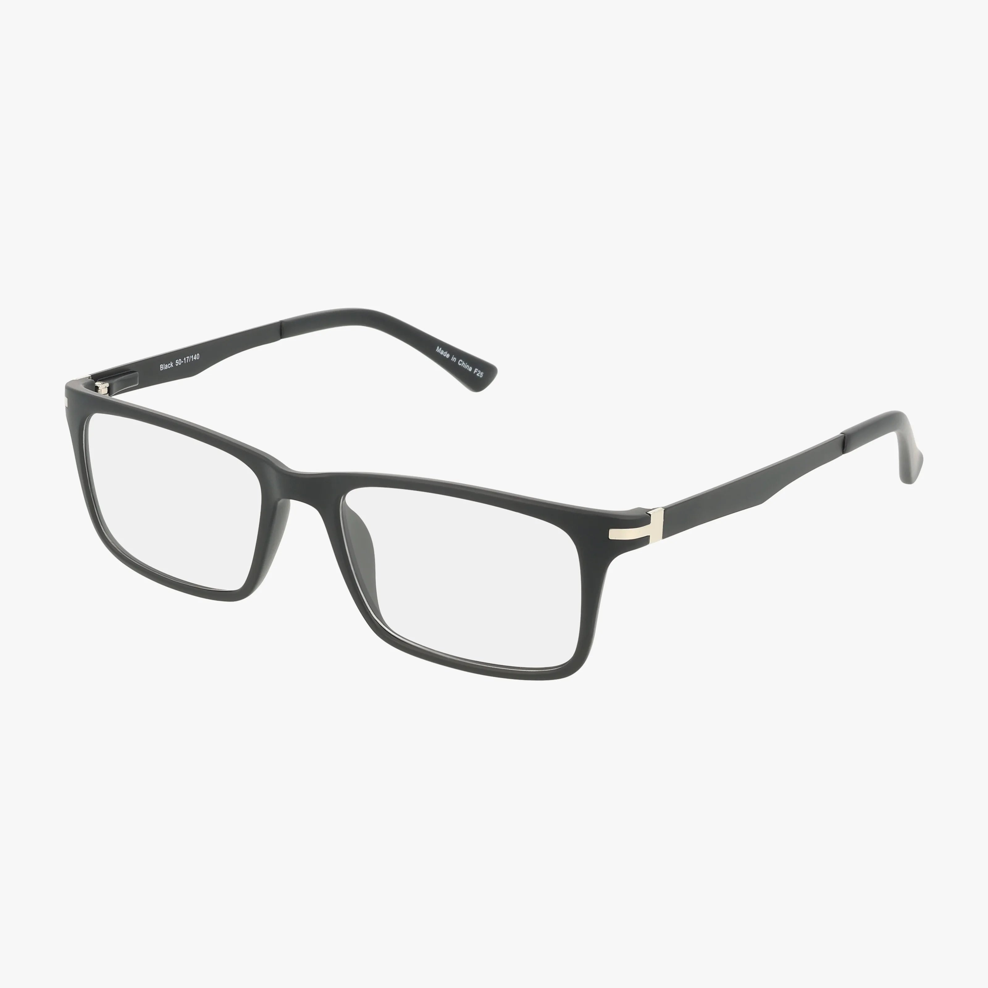 The 450 features black rectangular frames with clear lenses and a subtle silver hinge detail, offering bold everyday style, shown against a white background.