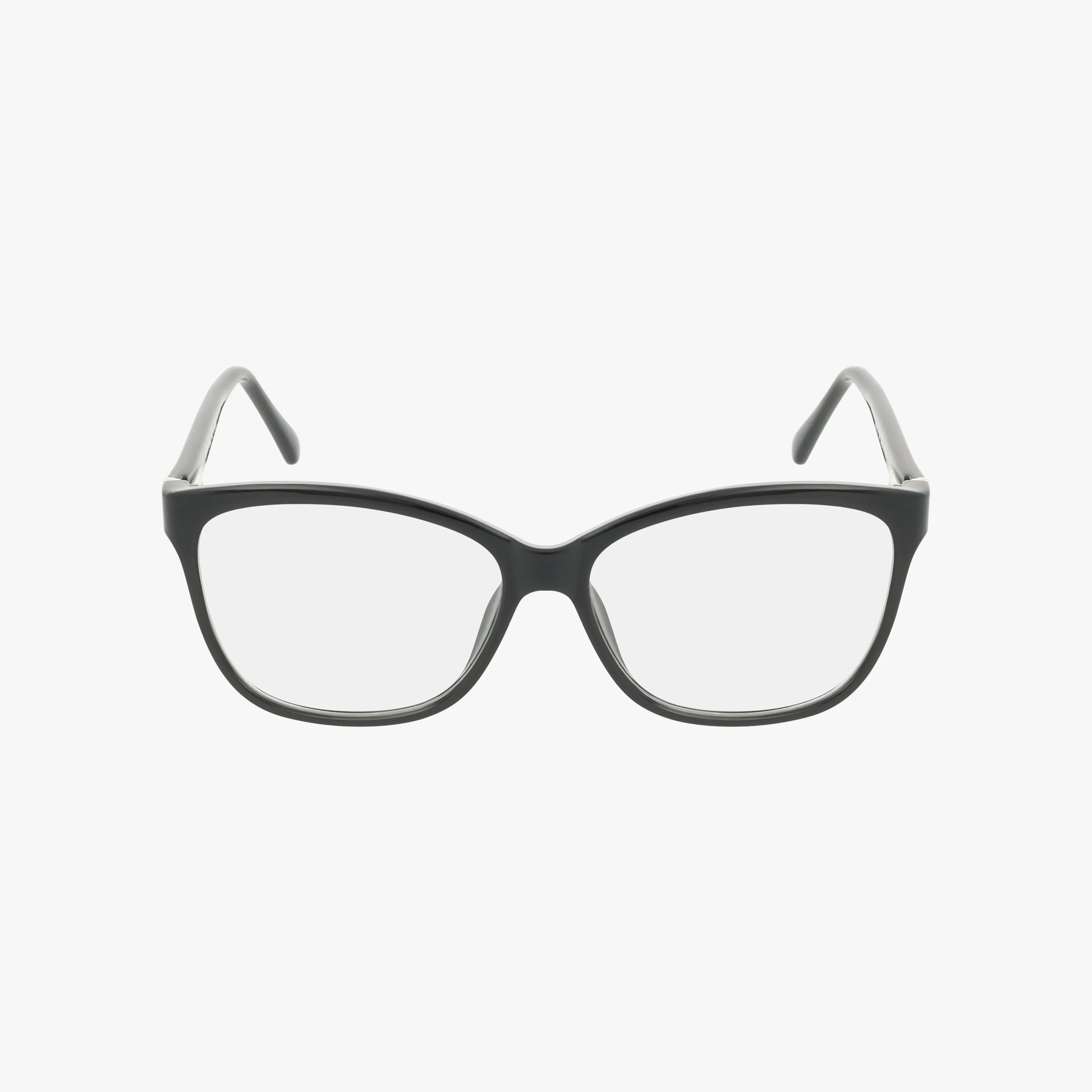 The 77 eyeglasses feature a durable black rectangular frame with clear lenses, displayed from the front on a white background.