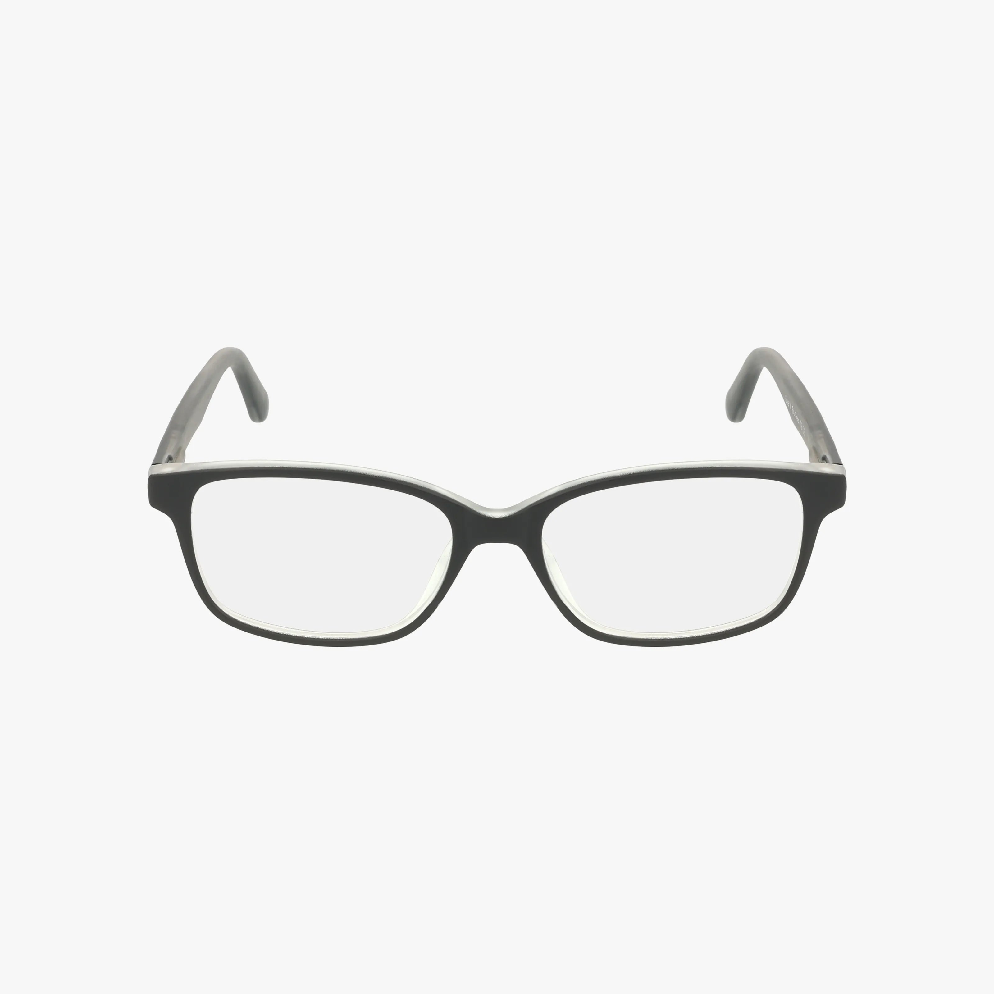 The 79 is a pair of rectangular black eyeglasses with clear lenses, ideal for a sharp, smart look at school, shown against a plain white background.