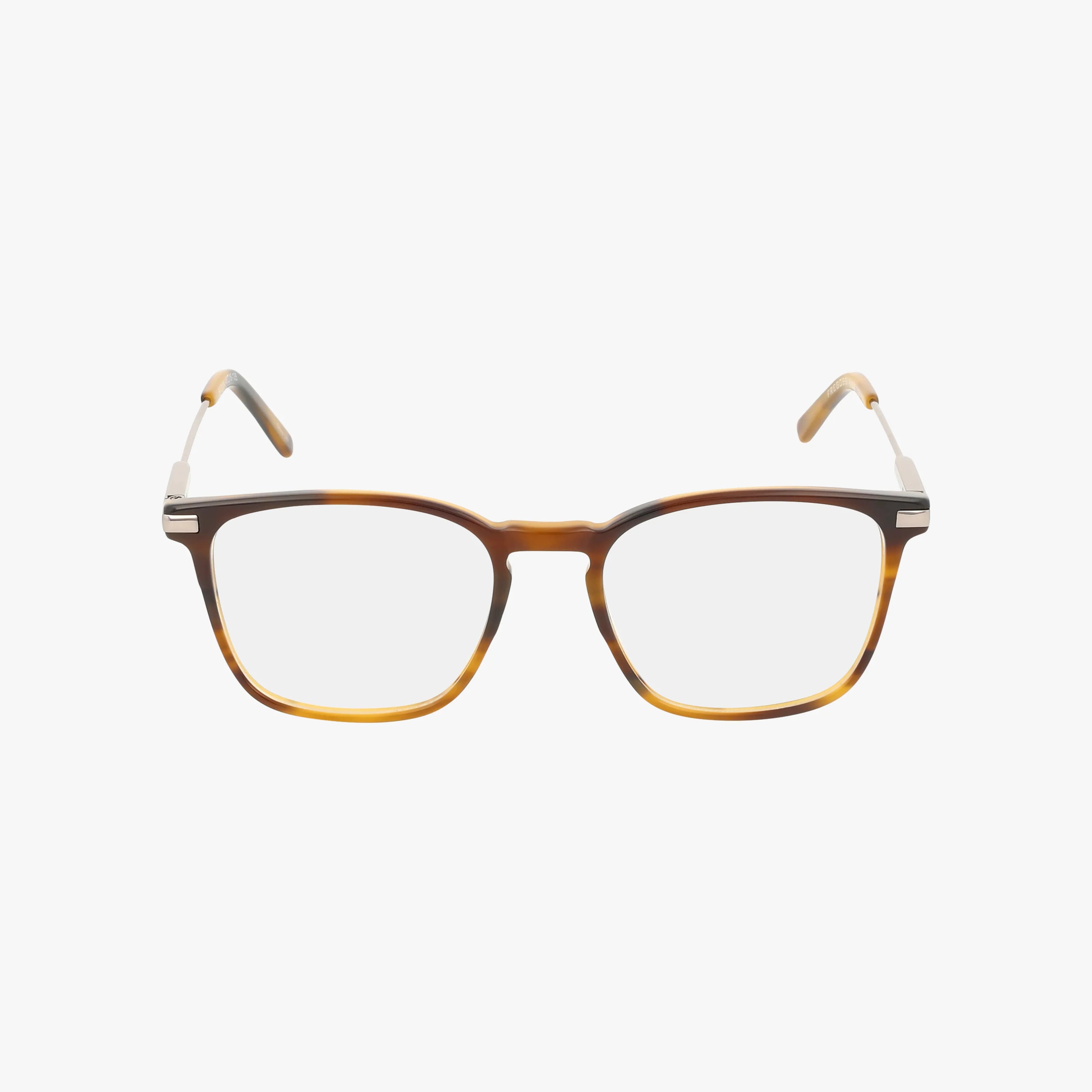 The 321 eyeglasses feature rectangular brown tortoiseshell frames and clear lenses, ideal for a sharp, smart look at school, displayed against a plain white background.