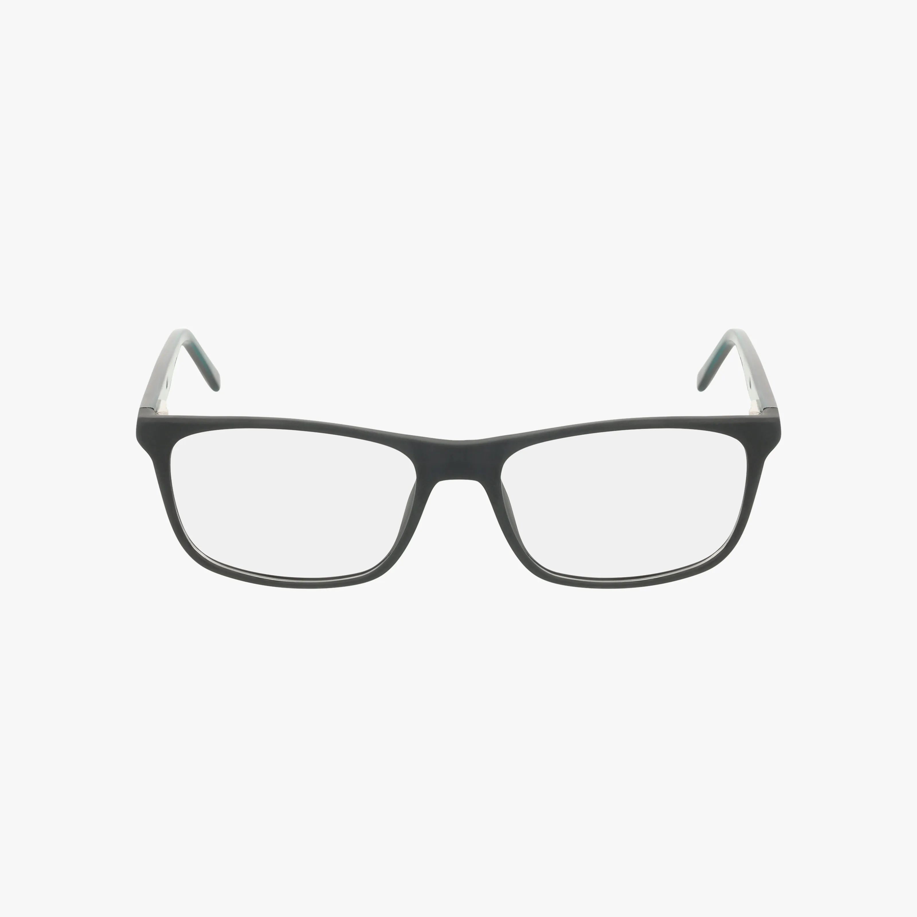 1011 black rectangular eyeglasses featuring durable frames and clear lenses, shown on a plain white background.