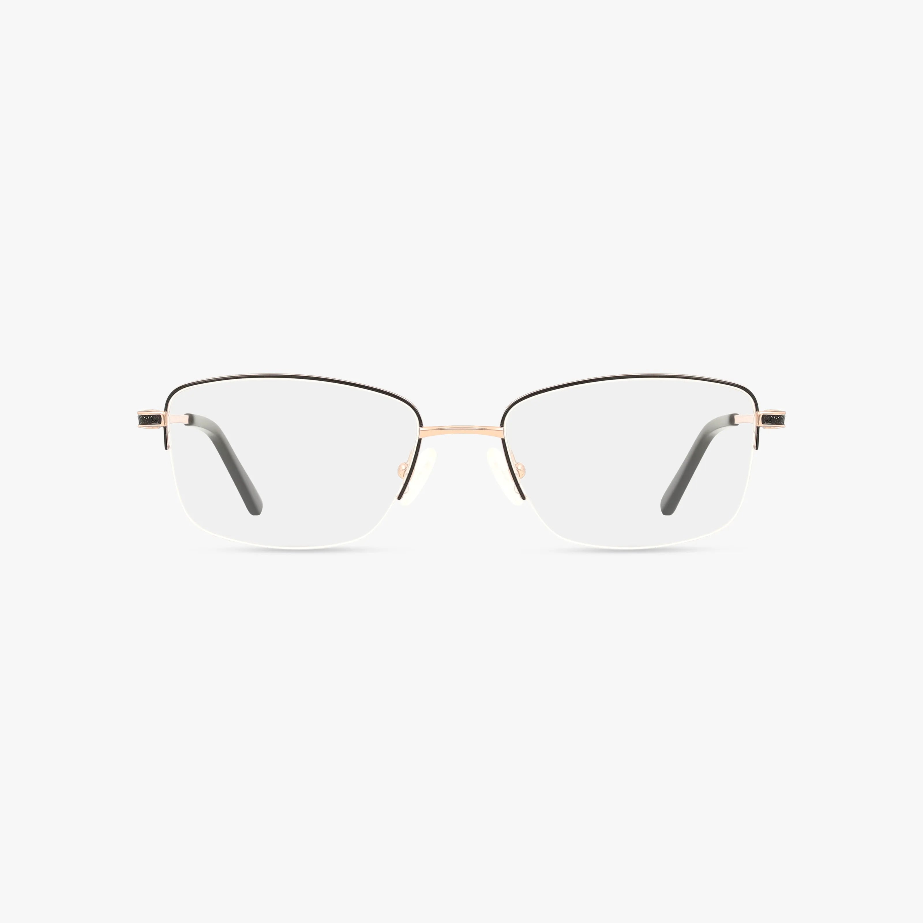 The 501 eyeglasses are rectangular, semi-rimless frames with a classic, thin metallic design and clear lenses, shown on a plain white background.