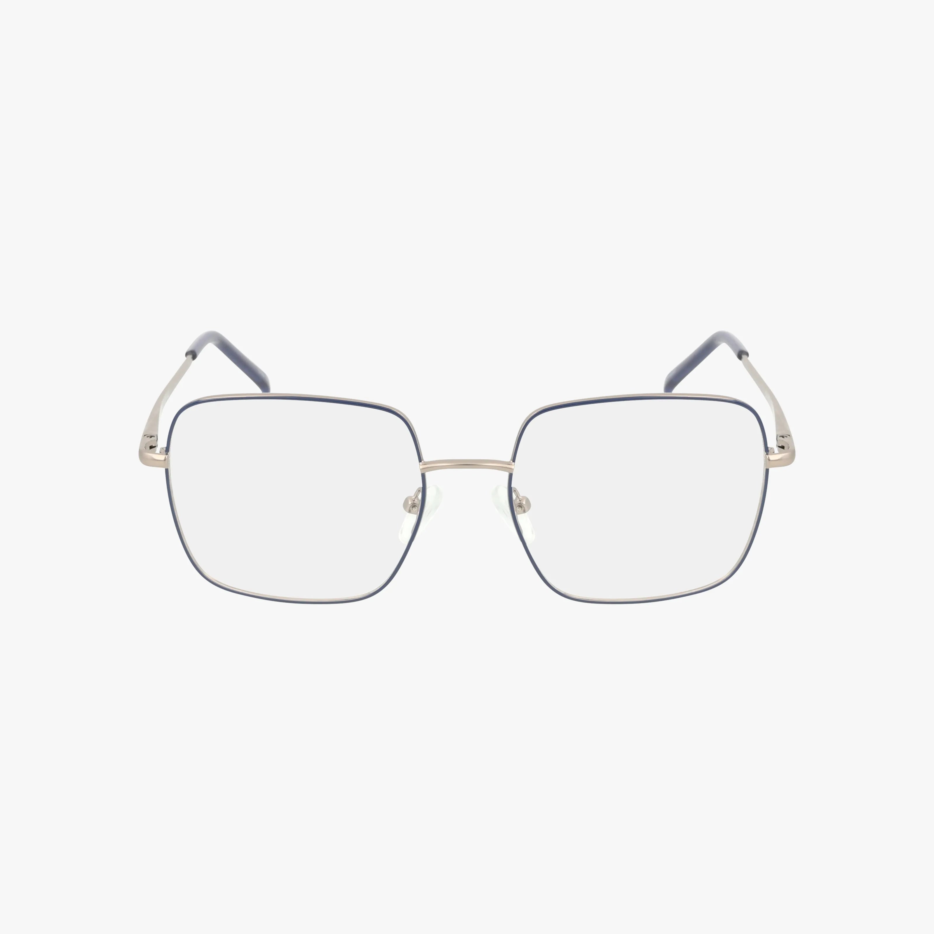 Product 264: Large, square eyeglasses with a refined, thin silver metal frame, clear lenses, and black temple tips, displayed on a plain white background.