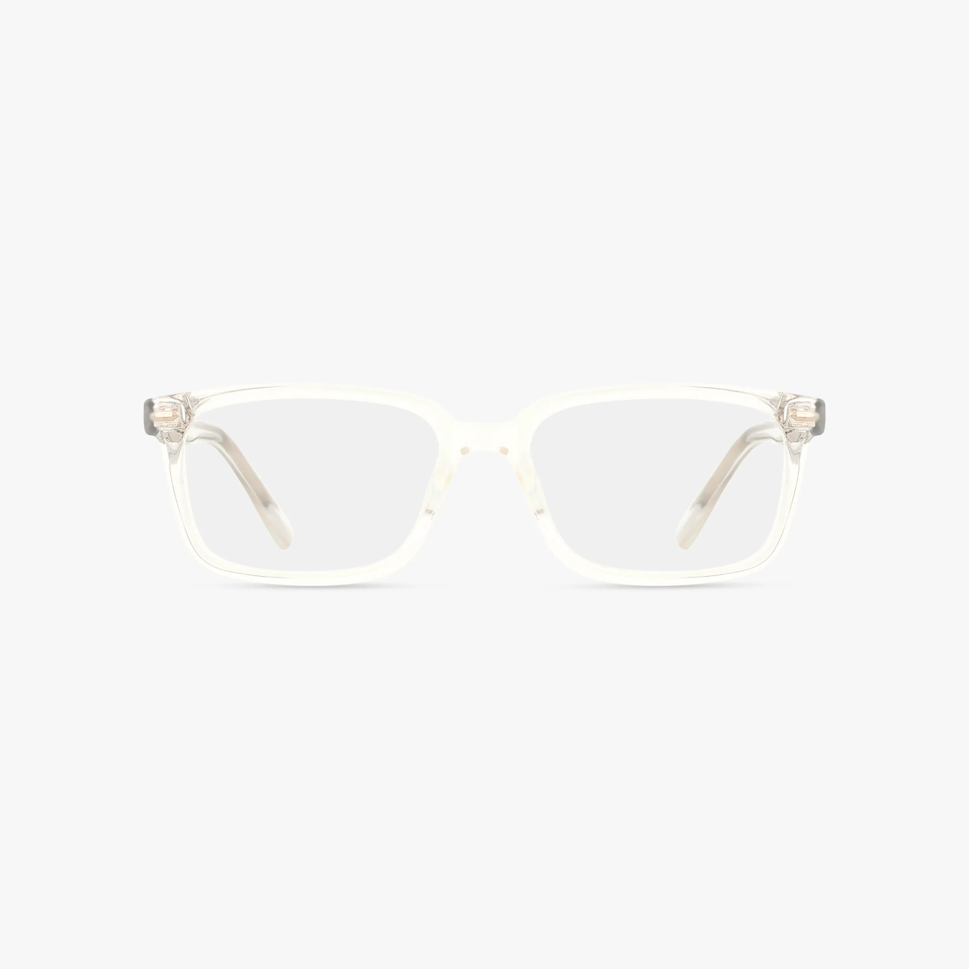The 116 features clear rectangular frames with transparent lenses, a modern design, slightly thick rims, and straight temples—perfect for standing out. Shown against a plain white background.