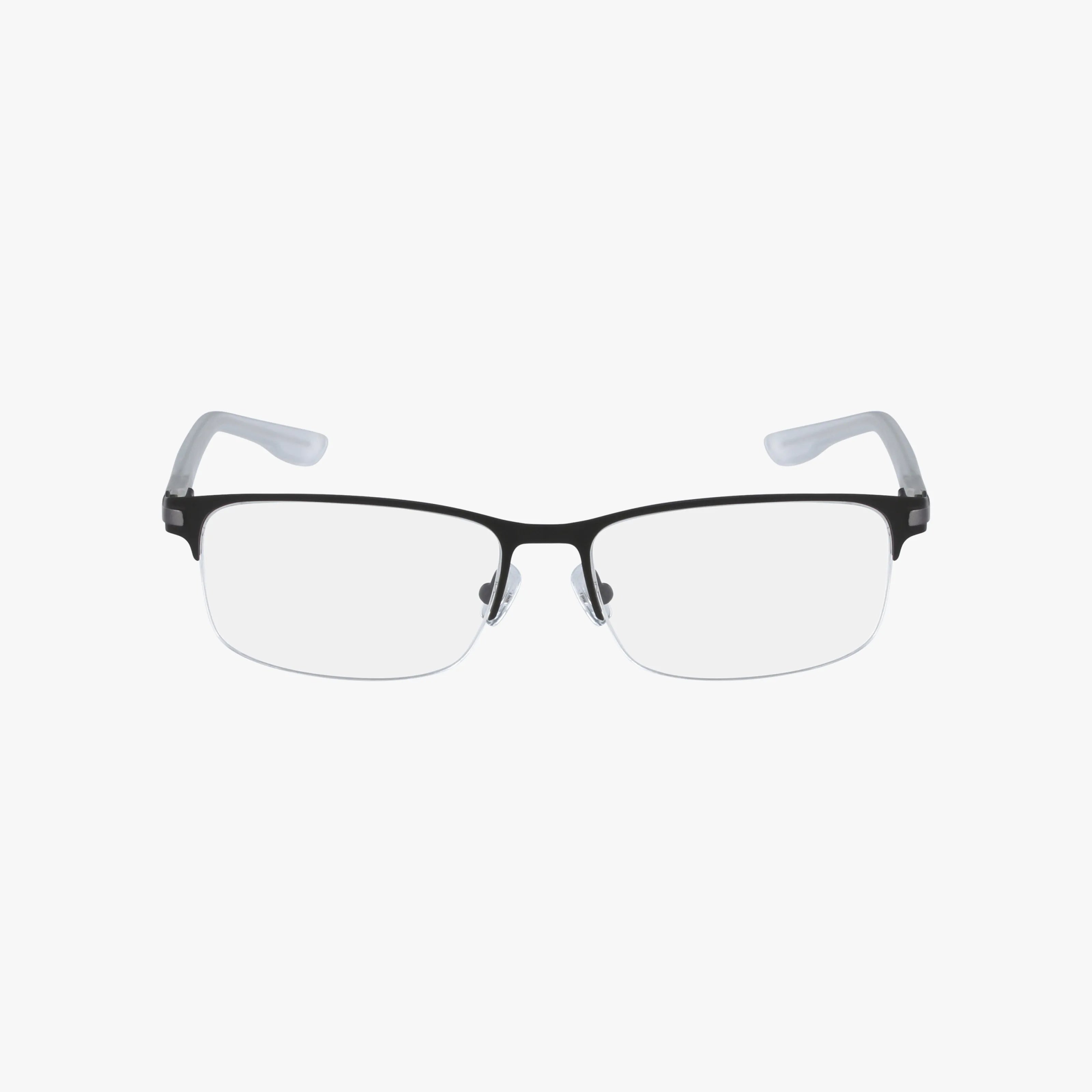The C3015 eyeglasses feature a rectangular, semi-rimless design with thin black frames and clear temple tips, blending classic style with modern construction, shown on a white background.