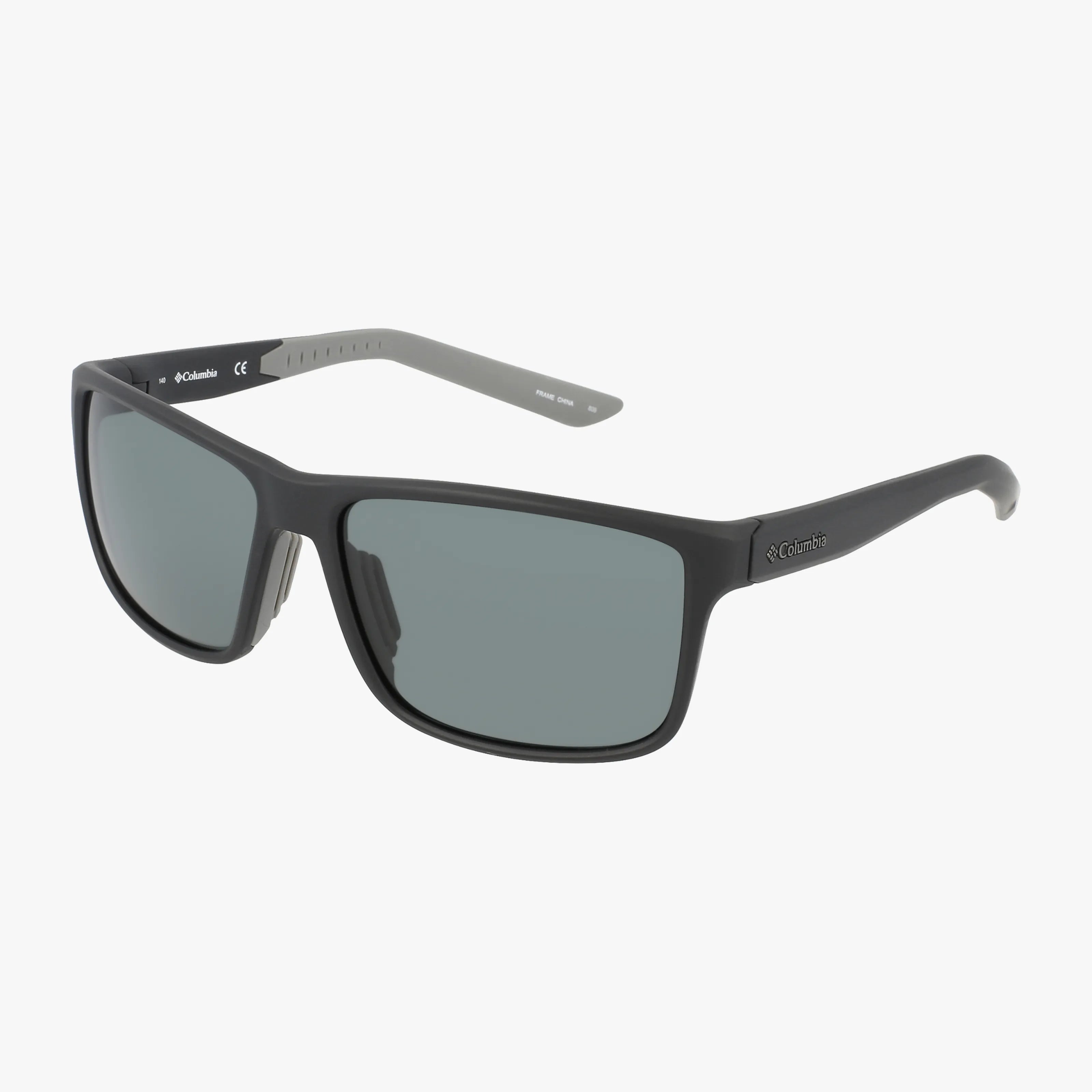 The Columbia C543S sunglasses feature a classic black rectangular frame with dark lenses, matte finish, and the brand logo on the temples. They are shown at an angle against a plain white background.