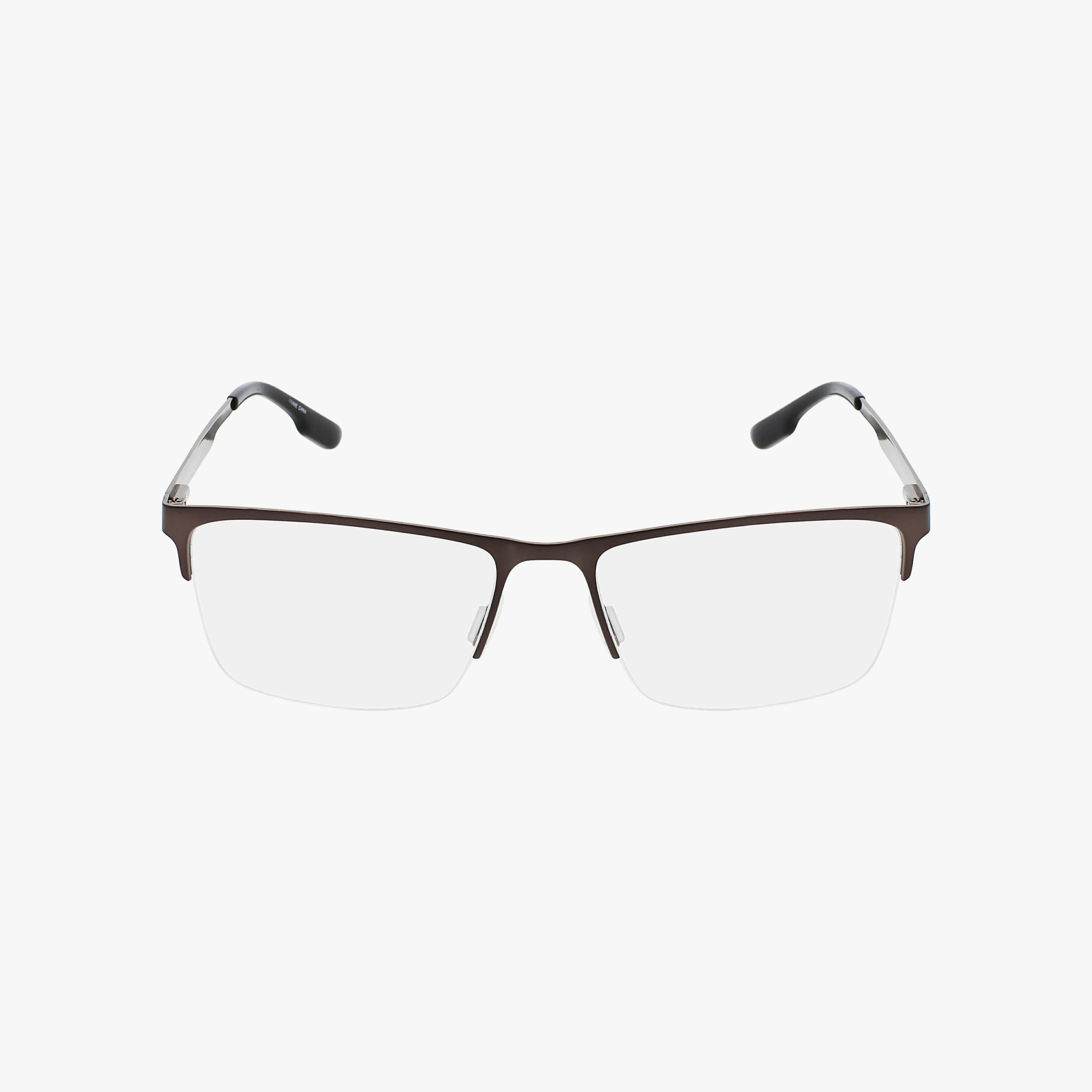 The C3024 eyeglasses feature a rectangular, semi-rimless design with dark frames, clear lenses, and black earpieces, stylishly displayed on a plain white background.