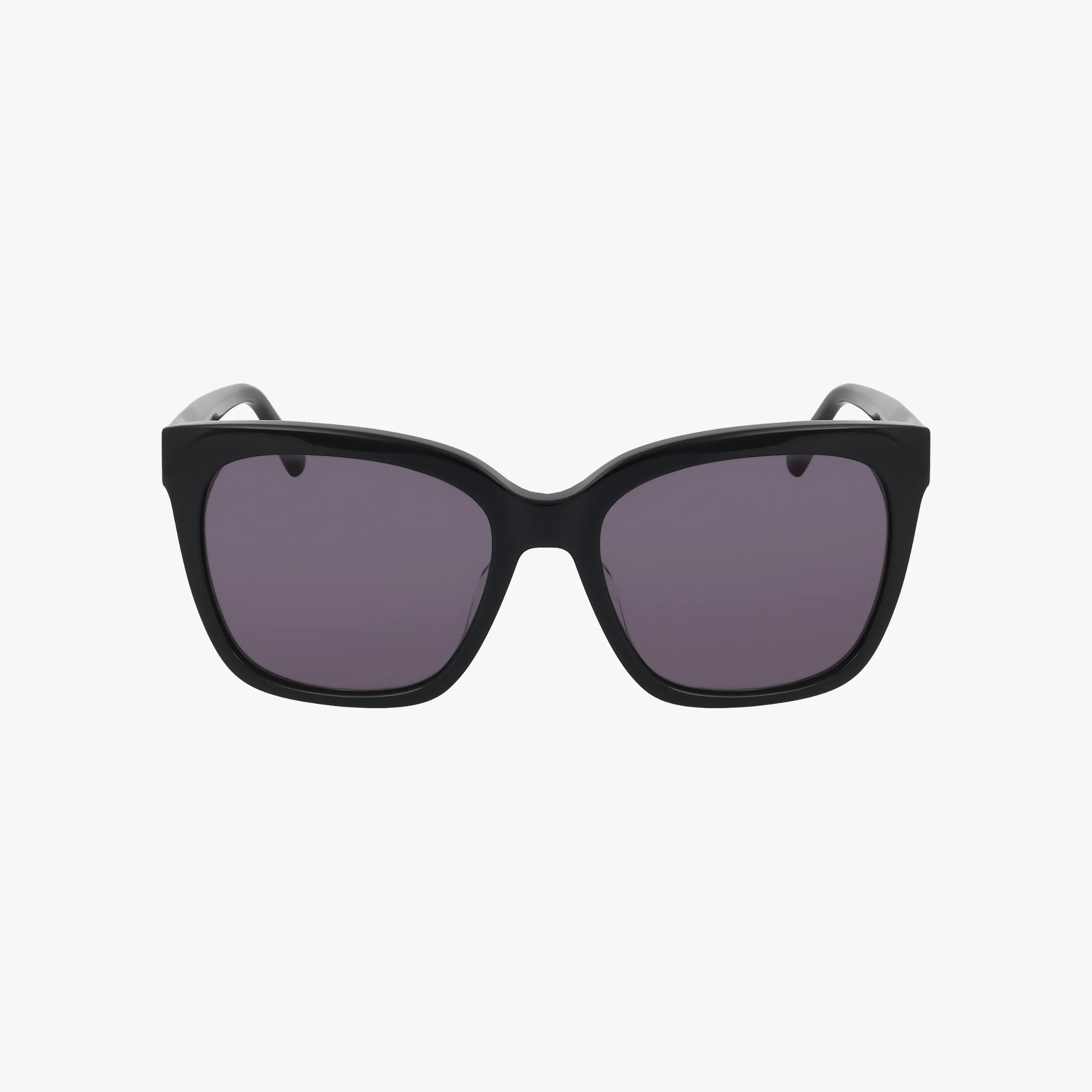 The DK534S sunglasses feature a black rectangular frame and dark tinted lenses for stylish UV protection, displayed against a plain white background with a front view.