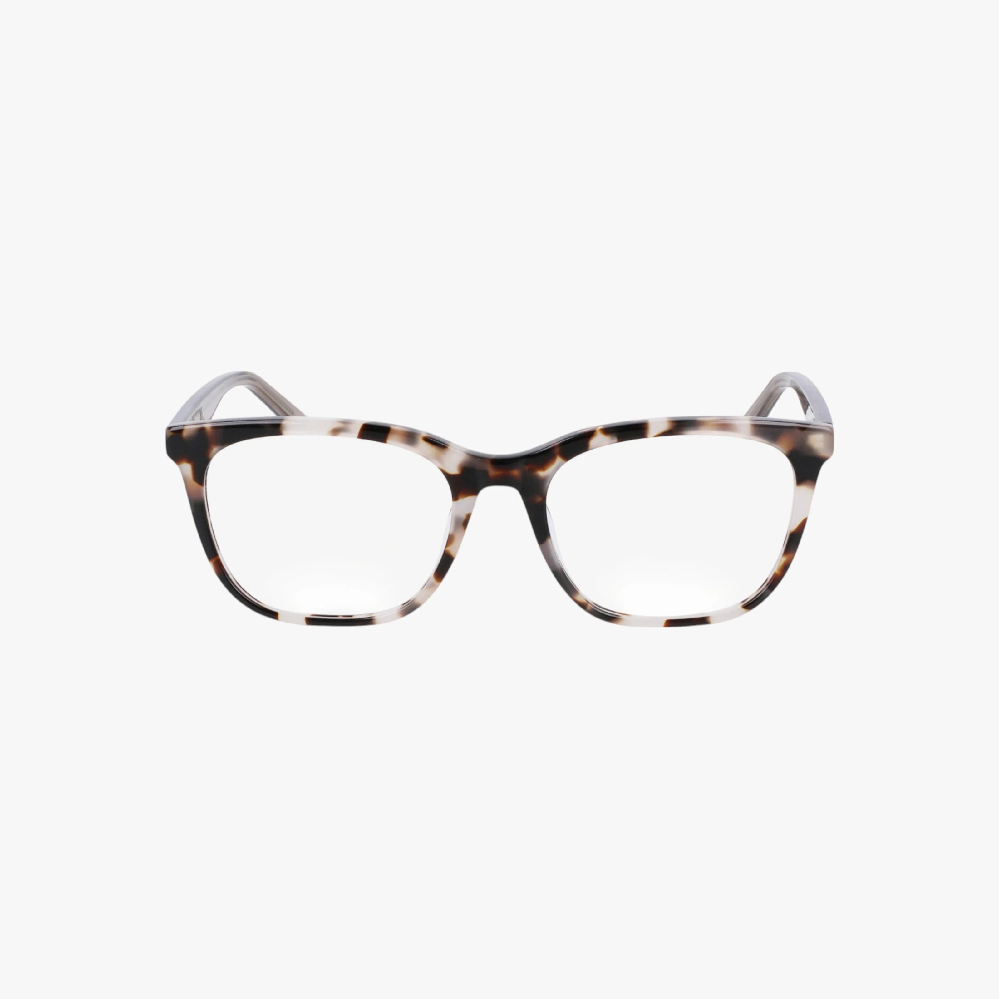 DK5040 rectangular eyeglasses feature an elegant brown and white tortoiseshell frame, shown against a plain white background—perfect for anyone seeking stylish, dependable eyewear.
