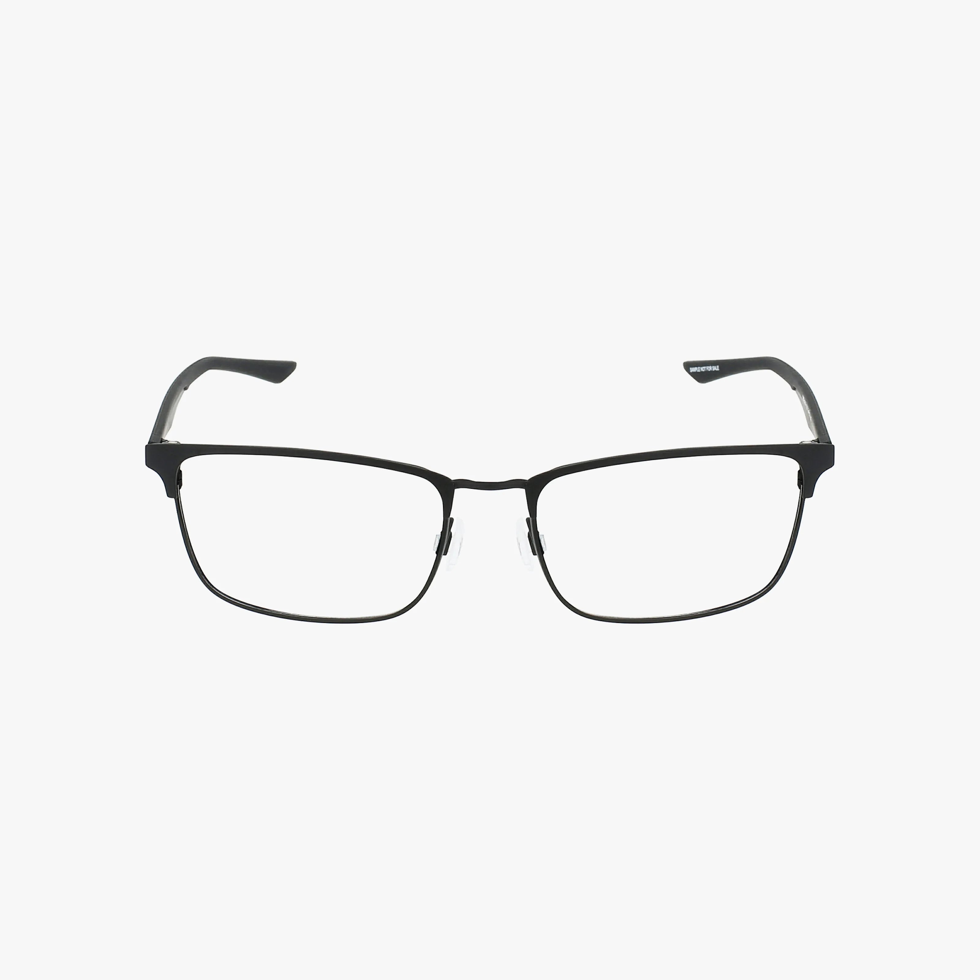 NIKE 4314 black rectangular eyeglasses with thin frames and clear lenses, shown on a white background. Personalize your lenses and use vision insurance online for convenient ordering.