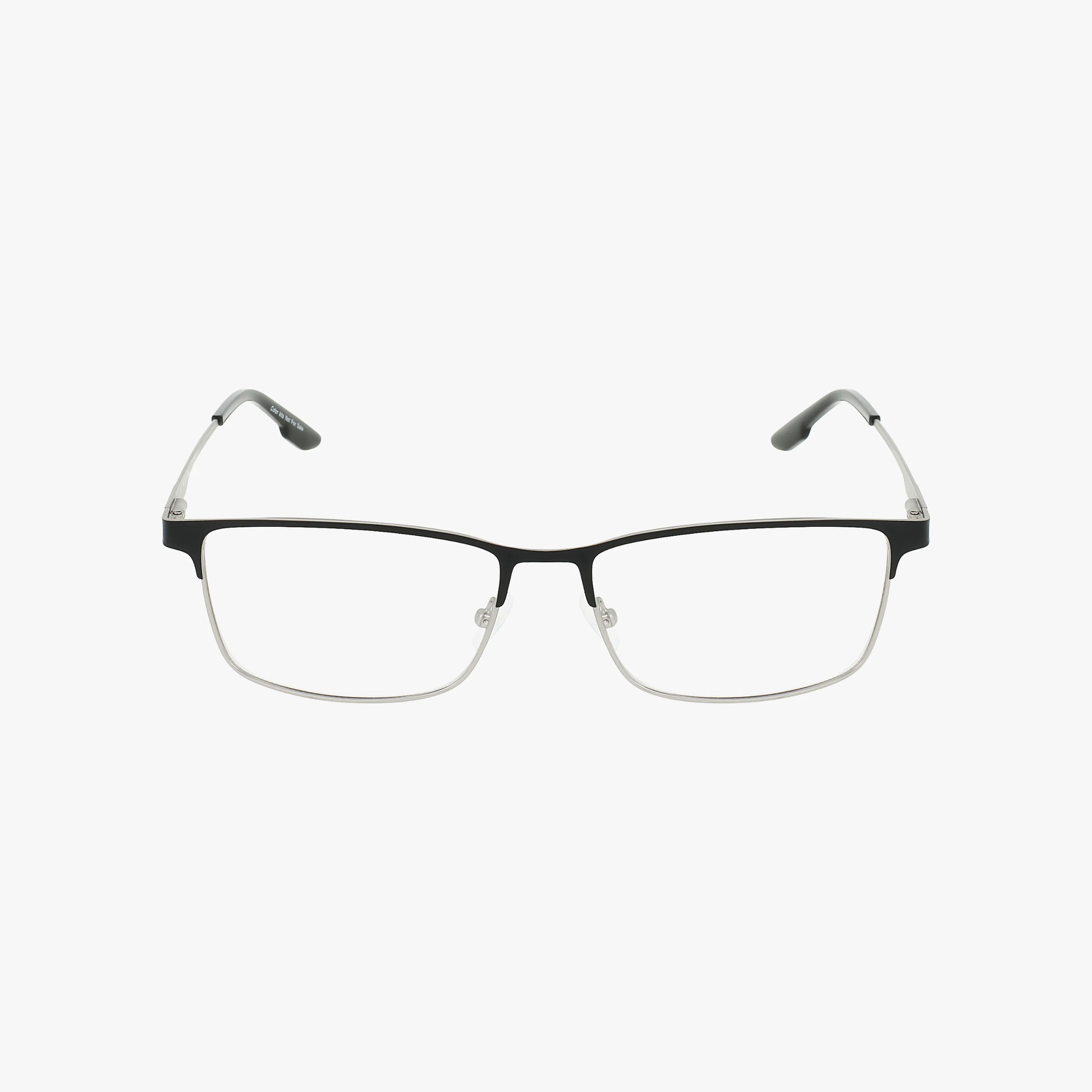 The C3041 is a pair of rectangular, rimless eyewear with a thin black top frame and silver metal arms, fitted with prescription lenses and displayed against a plain white background.