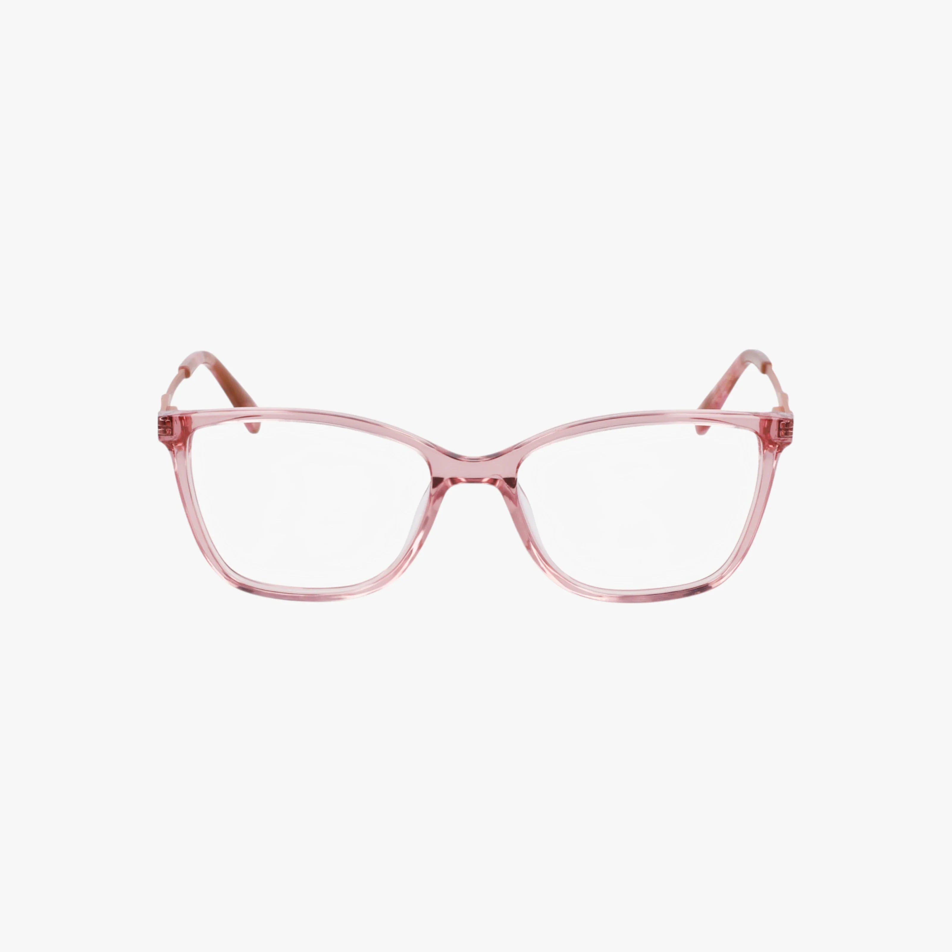 The NW5220 eyeglasses feature a pink rectangular frame with clear lenses and a lightweight design, ideal for daily use. Displayed front-facing on a white background.