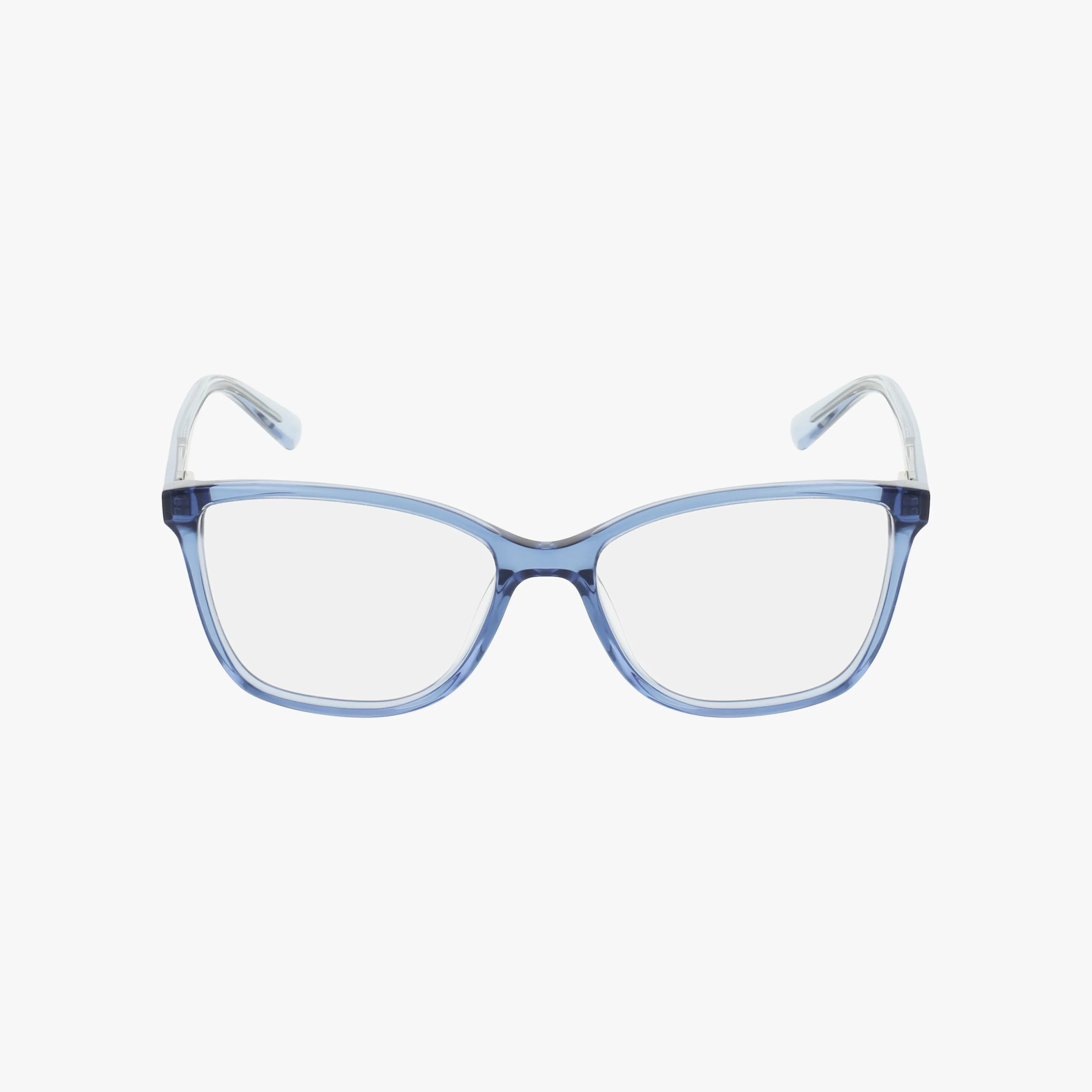 The NW5226 eyeglasses feature durable rectangular translucent blue frames and clear, slightly curved arms, shown on a white background—an ideal modern choice for prescription lenses.