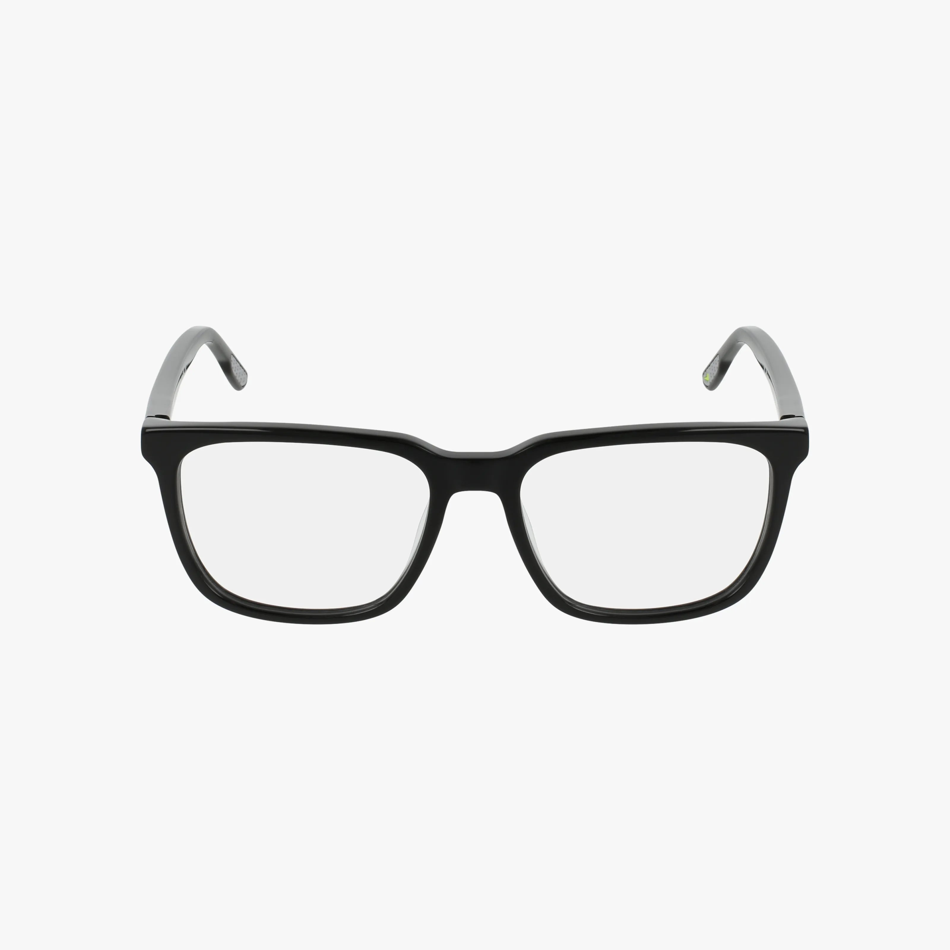 The NIKE 5056 is a pair of black rectangular eyeglasses with clear lenses and light gray inner arms, shown on a plain white background.