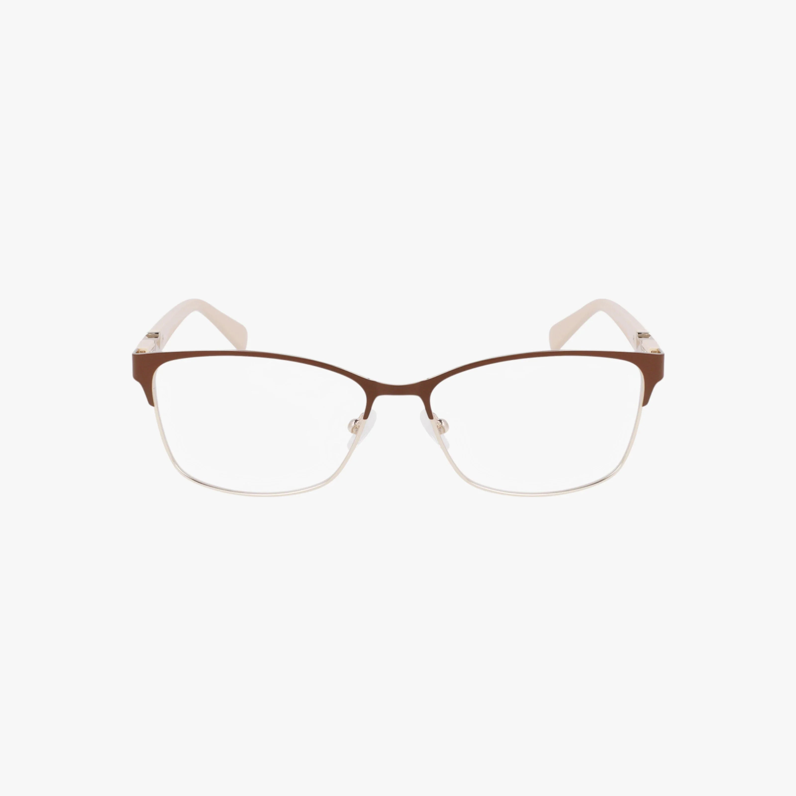 The NW8023 features rectangular thin brown metal frames with blue light lenses, offering stylish comfort and clear vision on a white background.