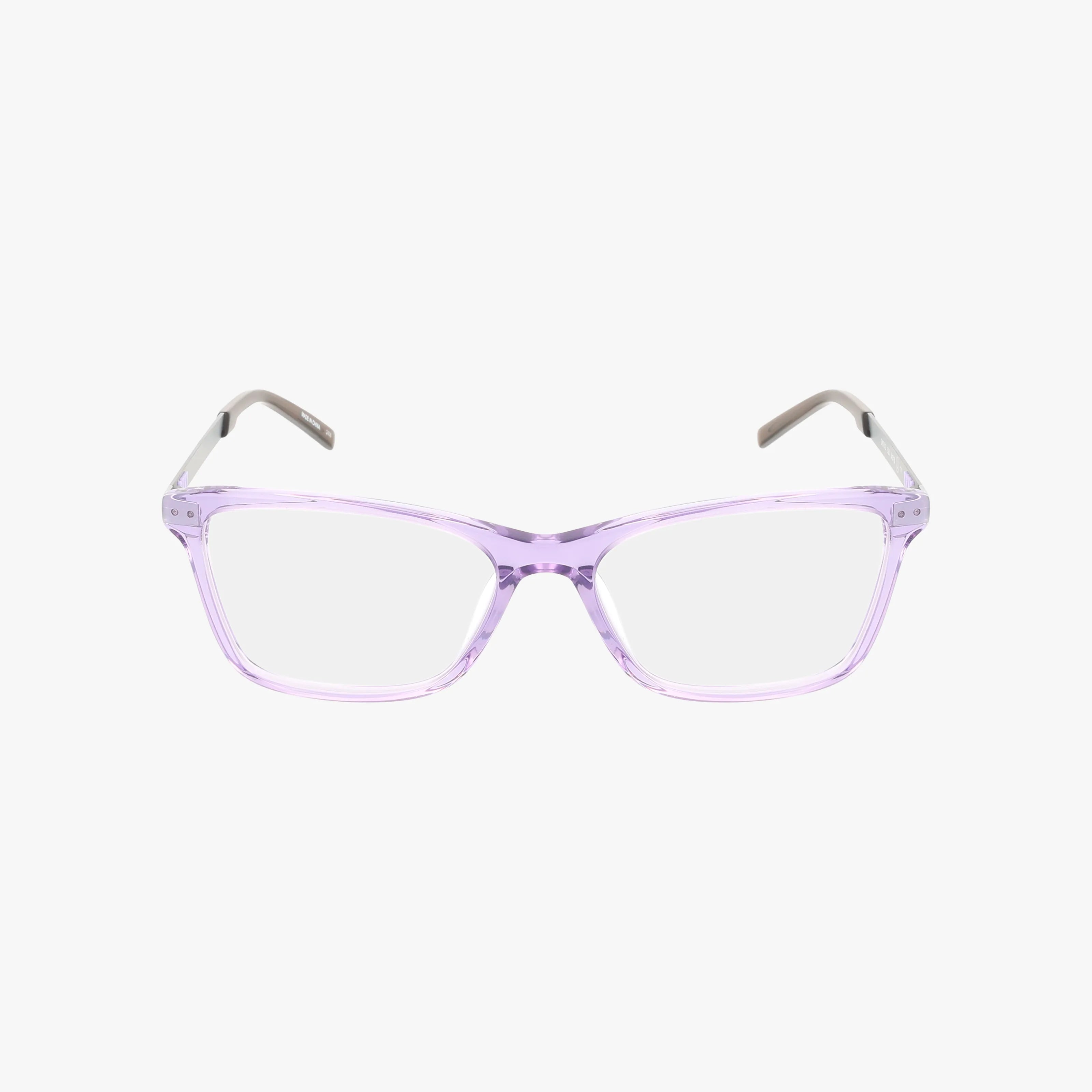 DK7013 translucent lavender rectangular eyeglasses with stylish frames and clear lenses, shown from the front on a plain white background.