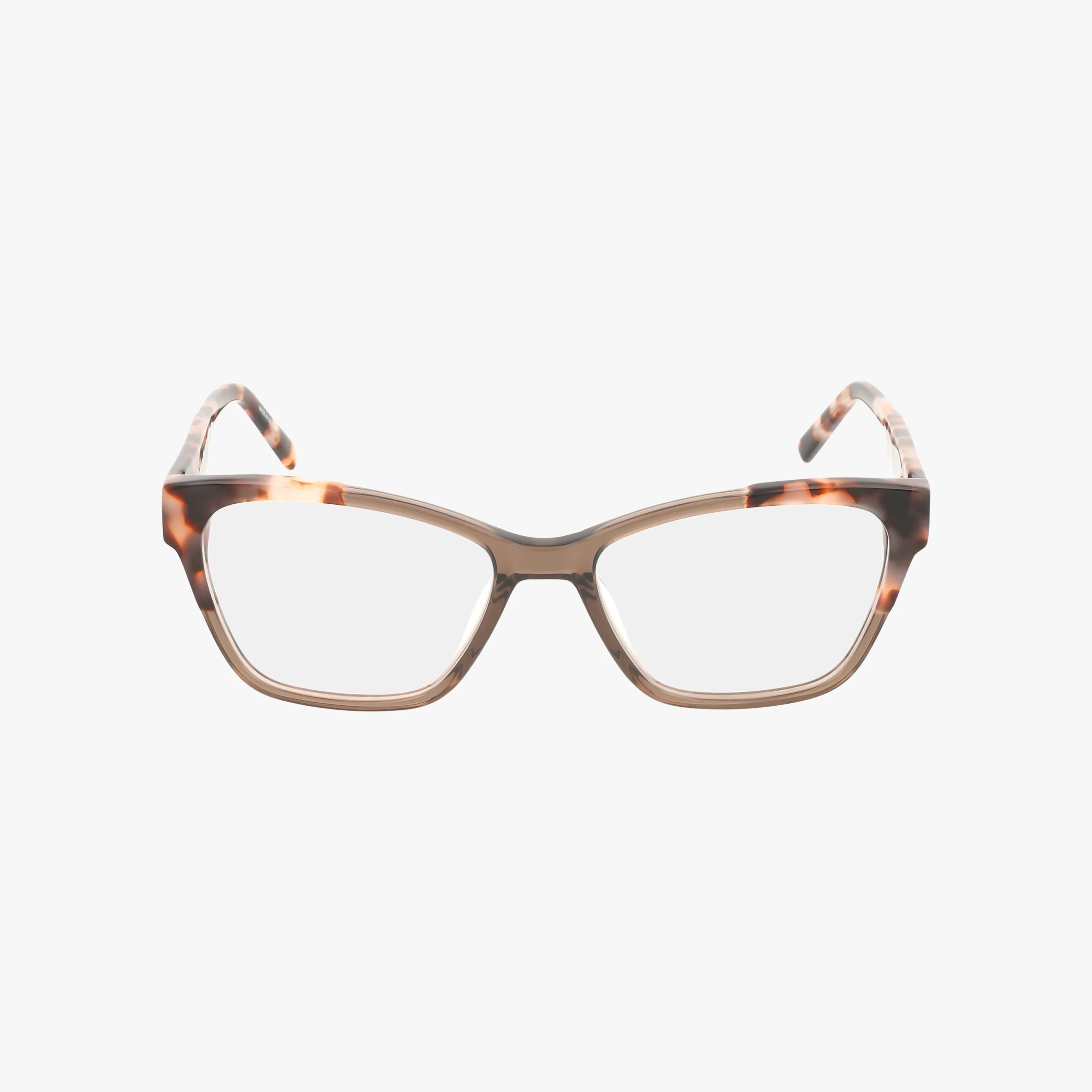 Front view of DK5072 eyeglasses featuring rectangular progressive lenses and brown tortoiseshell-patterned frames and arms, displayed on a white background.