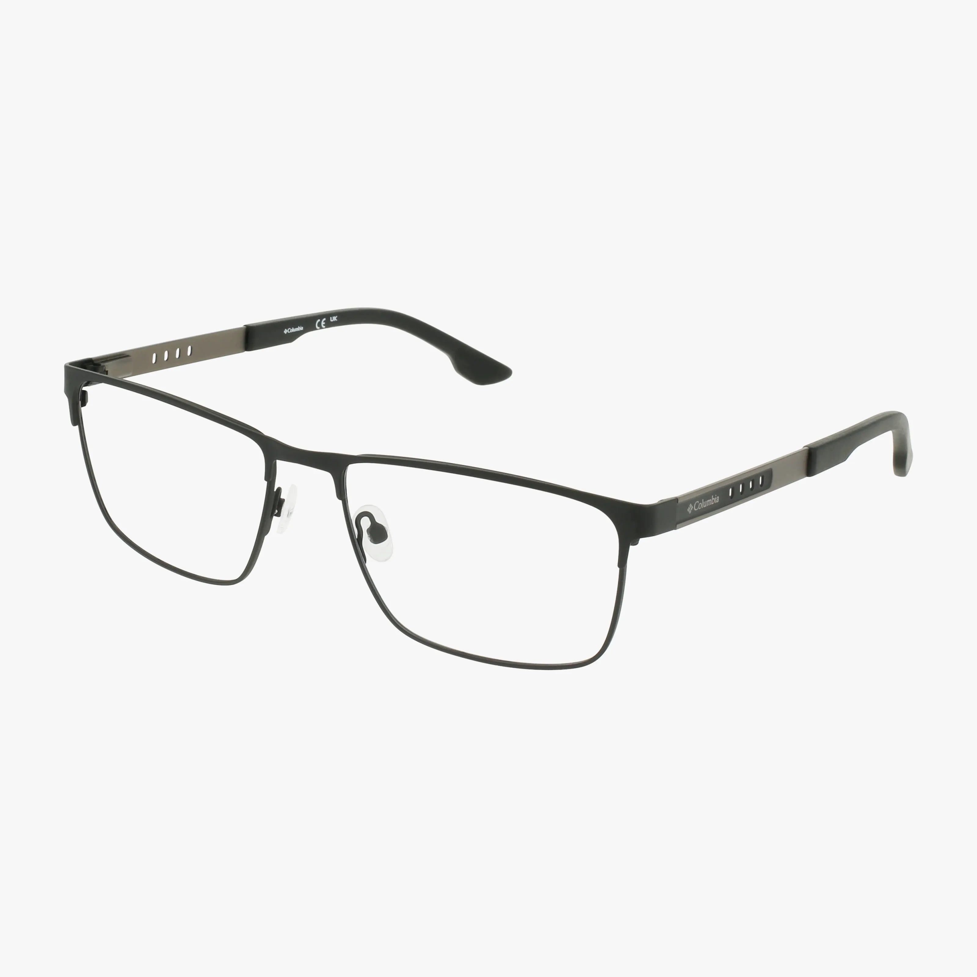 The C3050 features black rectangular eyeglass frames with thin, lightweight metal rims, adjustable nose pads, and straight arms accented with small silver details near the hinges. Quality craftsmanship ensures style and durability against a plain white background.