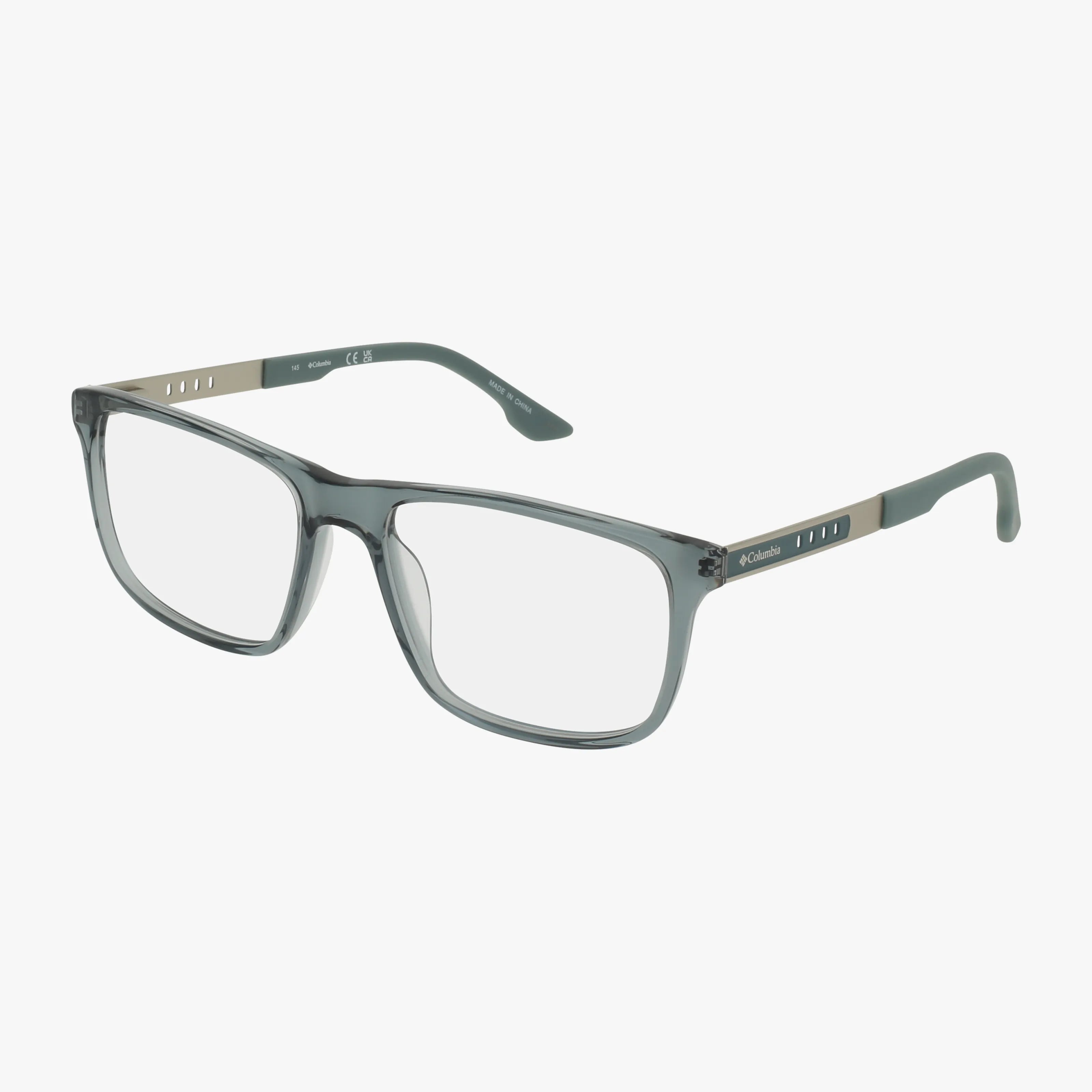 The C8052 features rectangular clear lenses set in translucent gray plastic frames with metallic accents and subtle branding, offering a modern eyewear style against a plain white background.