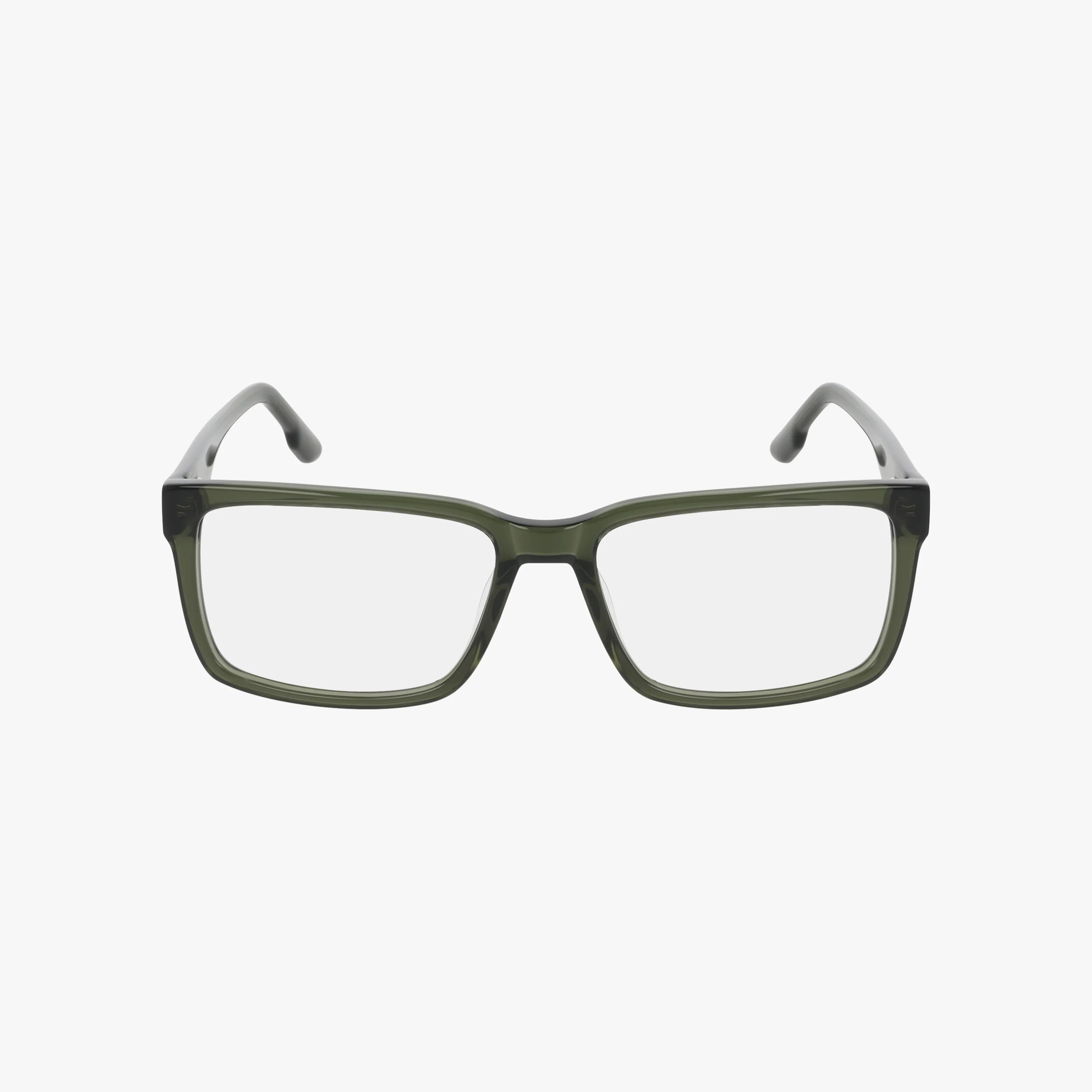 Front view of C8060 rectangular eyeglasses with dark green, lightweight minimalist frames and clear prescription lenses, set against a plain white background.