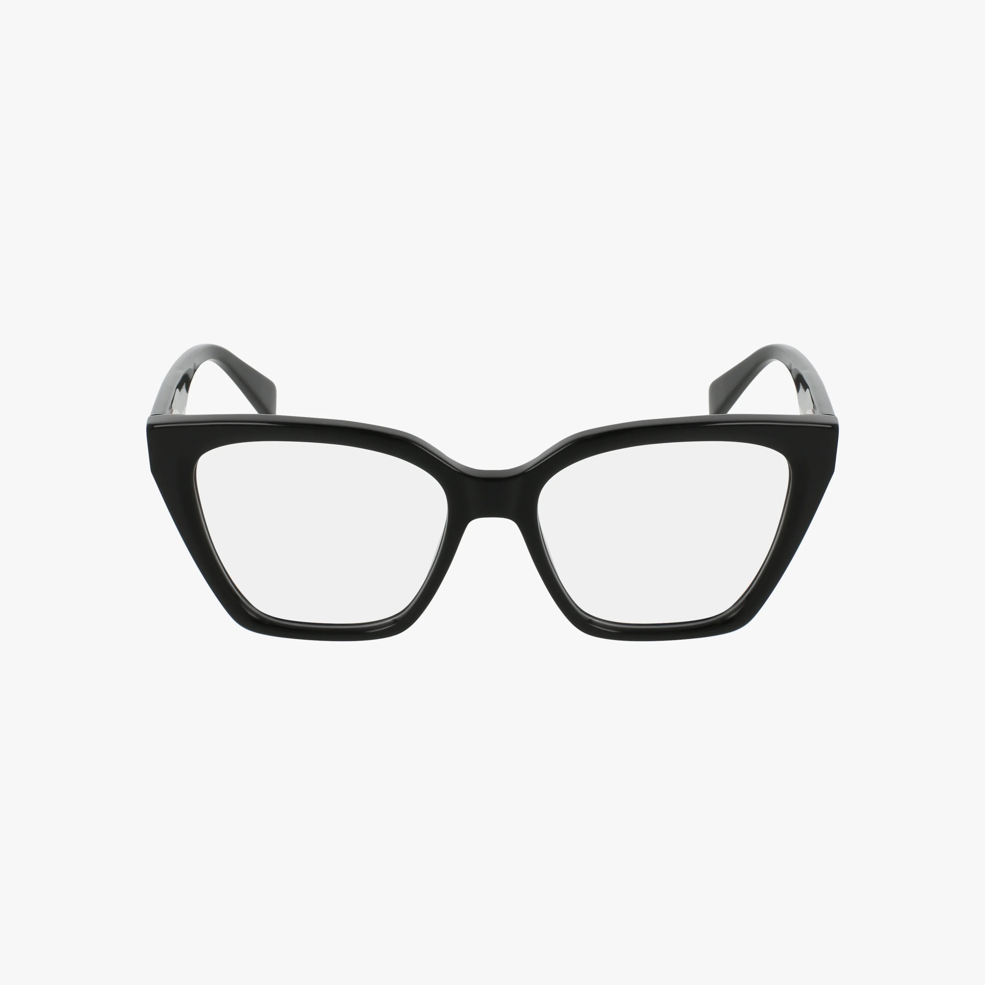 The DK5094 eyeglasses feature a polished black cat-eye frame with a thick, durable design, combining style and strength. Displayed from the front on a plain white background.