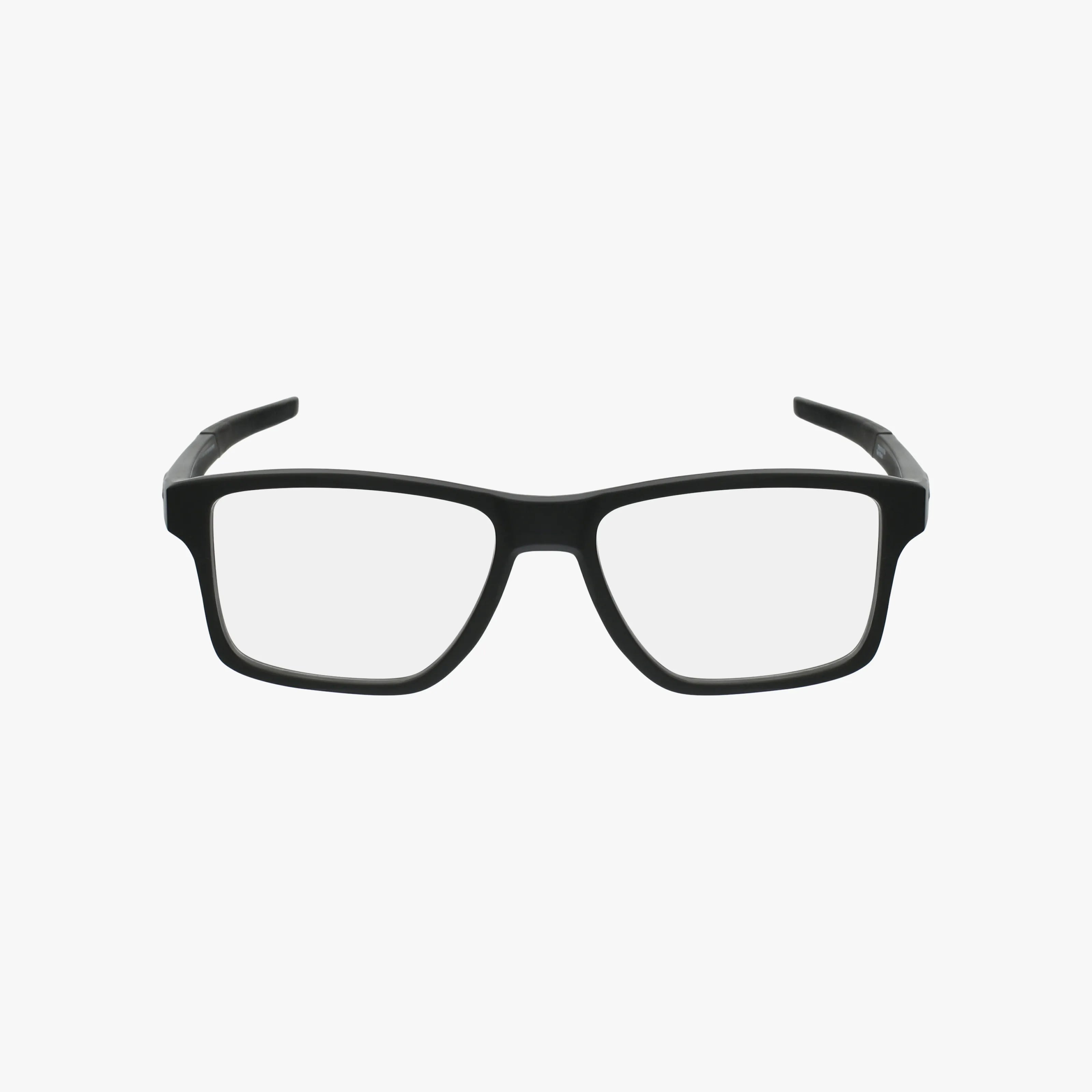 The OX8143 is a pair of black rectangular eyewear with clear blue light lenses, showcased on a plain white background.