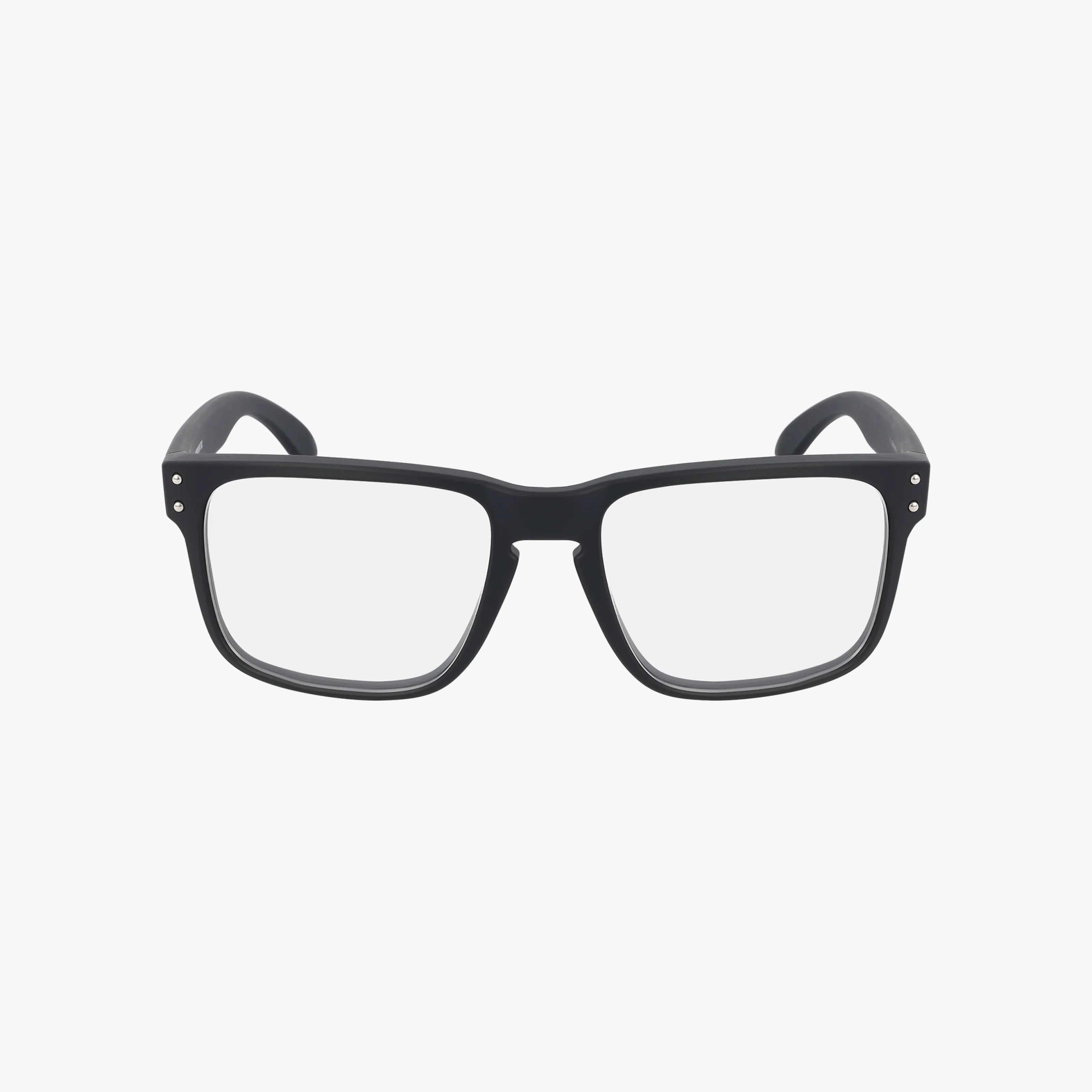 The OX8156 HOLBROOK RX features black rectangular frames with clear lenses, displayed on a white background—ideal for anyone seeking stylish eyewear from an online collection.