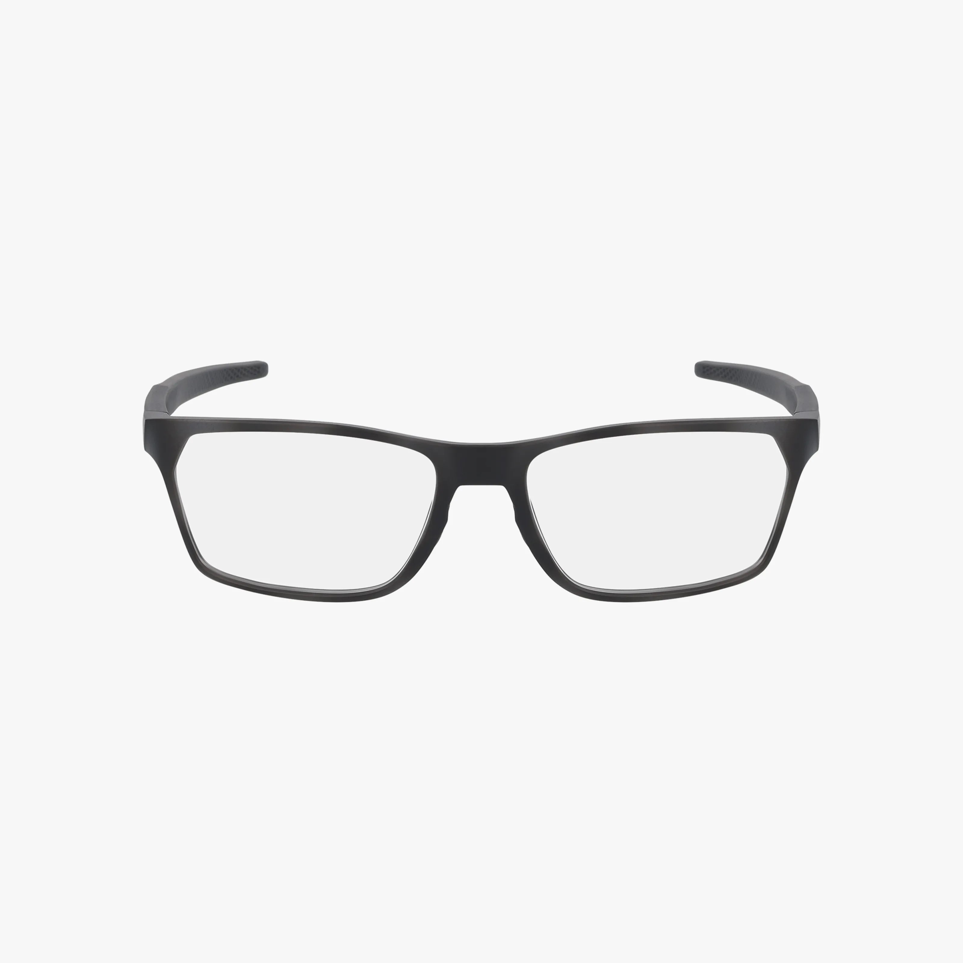 The OX8032 HEX JECTOR eyeglasses feature a black rectangular frame with clear lenses and a lightweight design, perfect for daily wear, displayed on a plain white background.