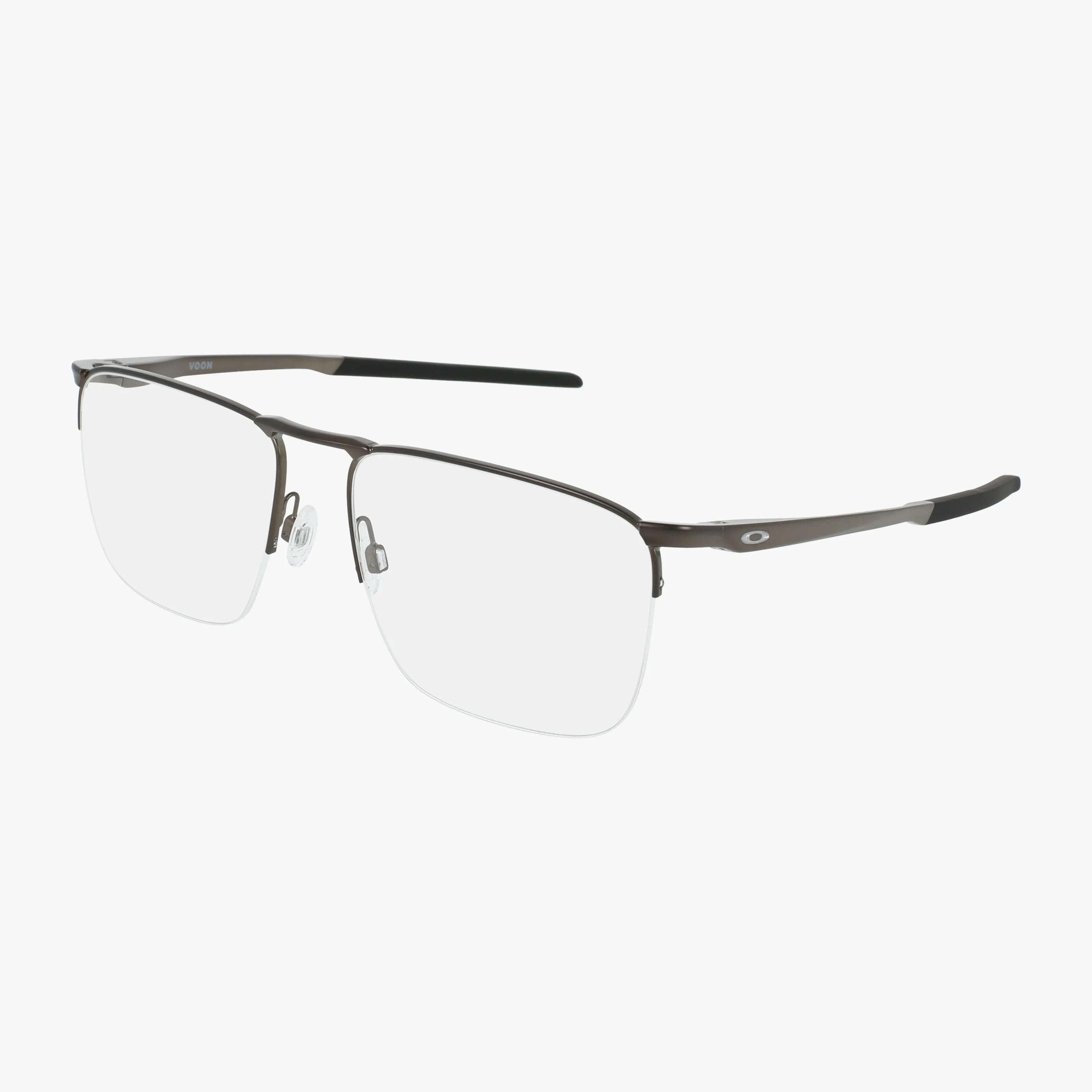The OX3026 features semi-rimless rectangular eyeglasses with thin metal frames, clear lenses, and black temple tips, all displayed against a white background.
