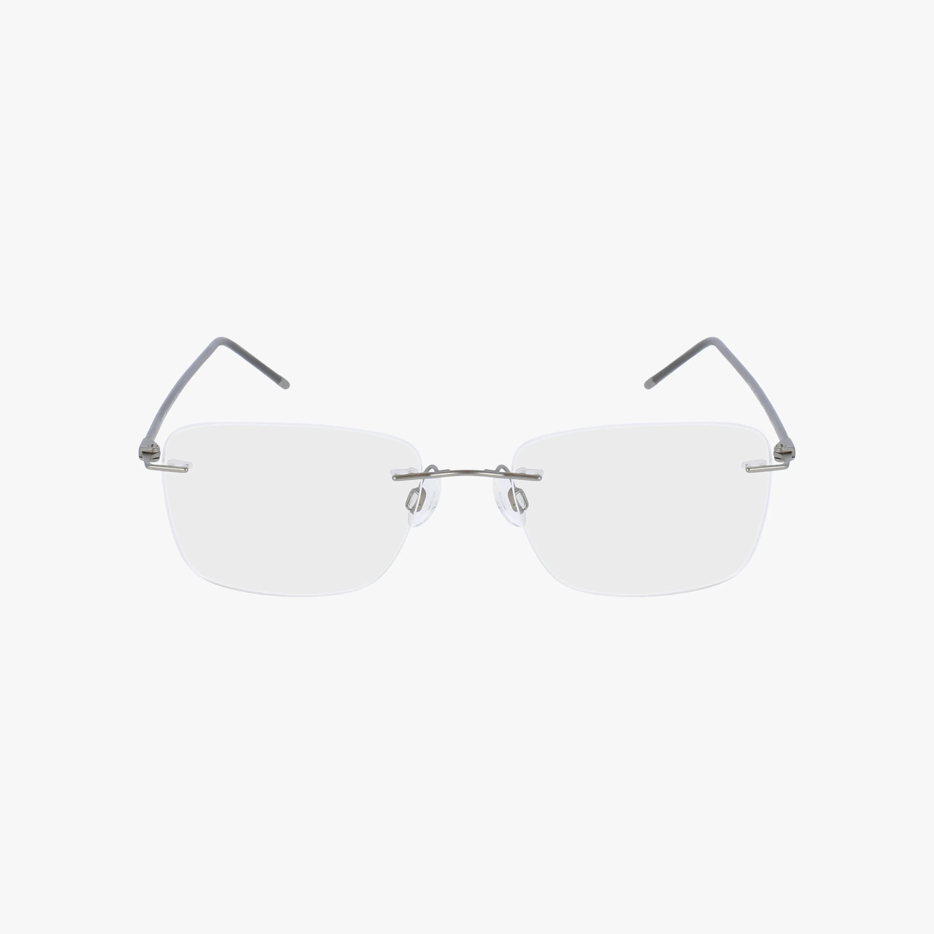 The CH16714E SH 3 eyeglasses are rimless with clear rectangular lenses, thin metal arms, and nose pads, shown against a plain white background.