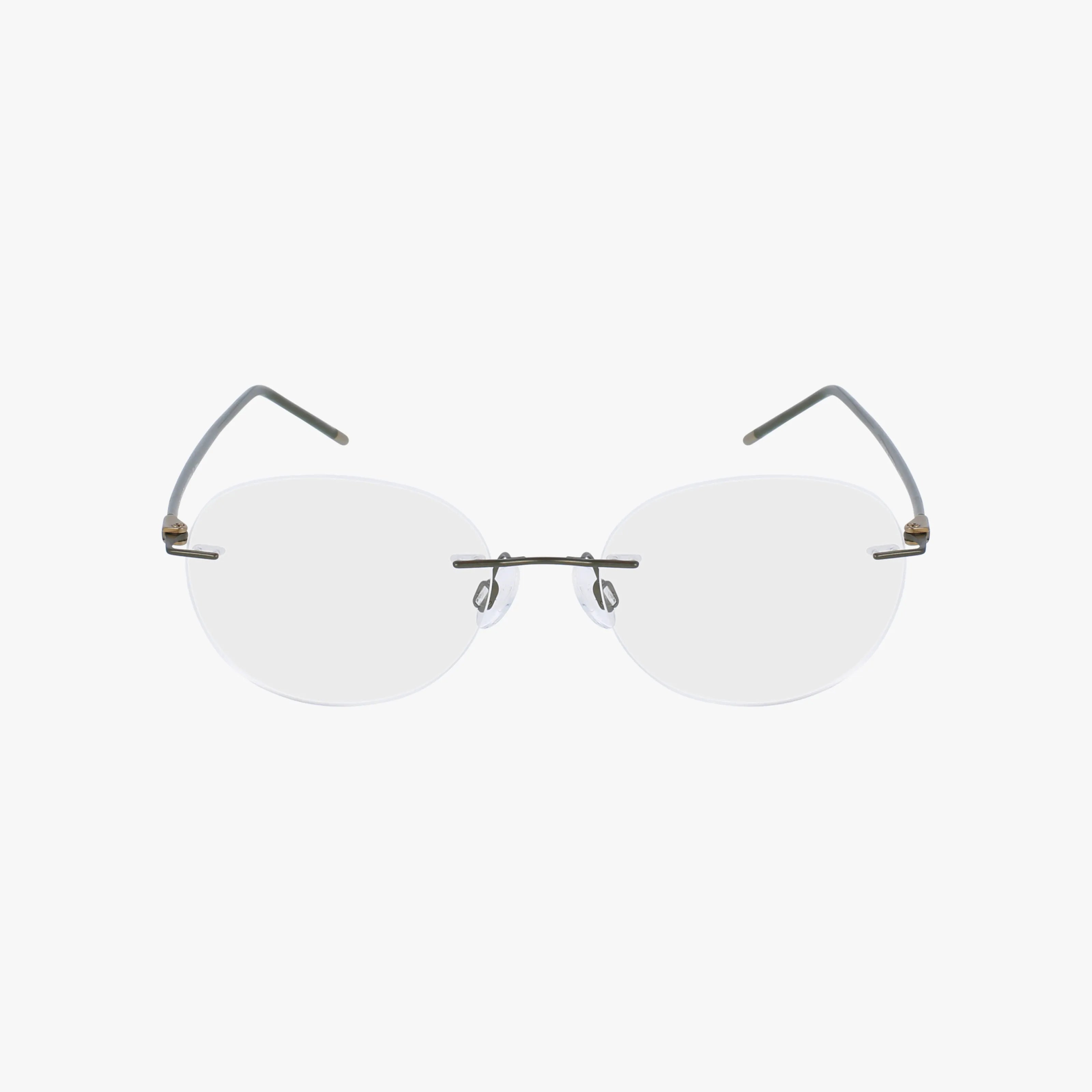The CH16714E SH 3 features rimless eyeglasses with clear lenses, thin metal arms, and adjustable nose pads, showcased on a plain white background.