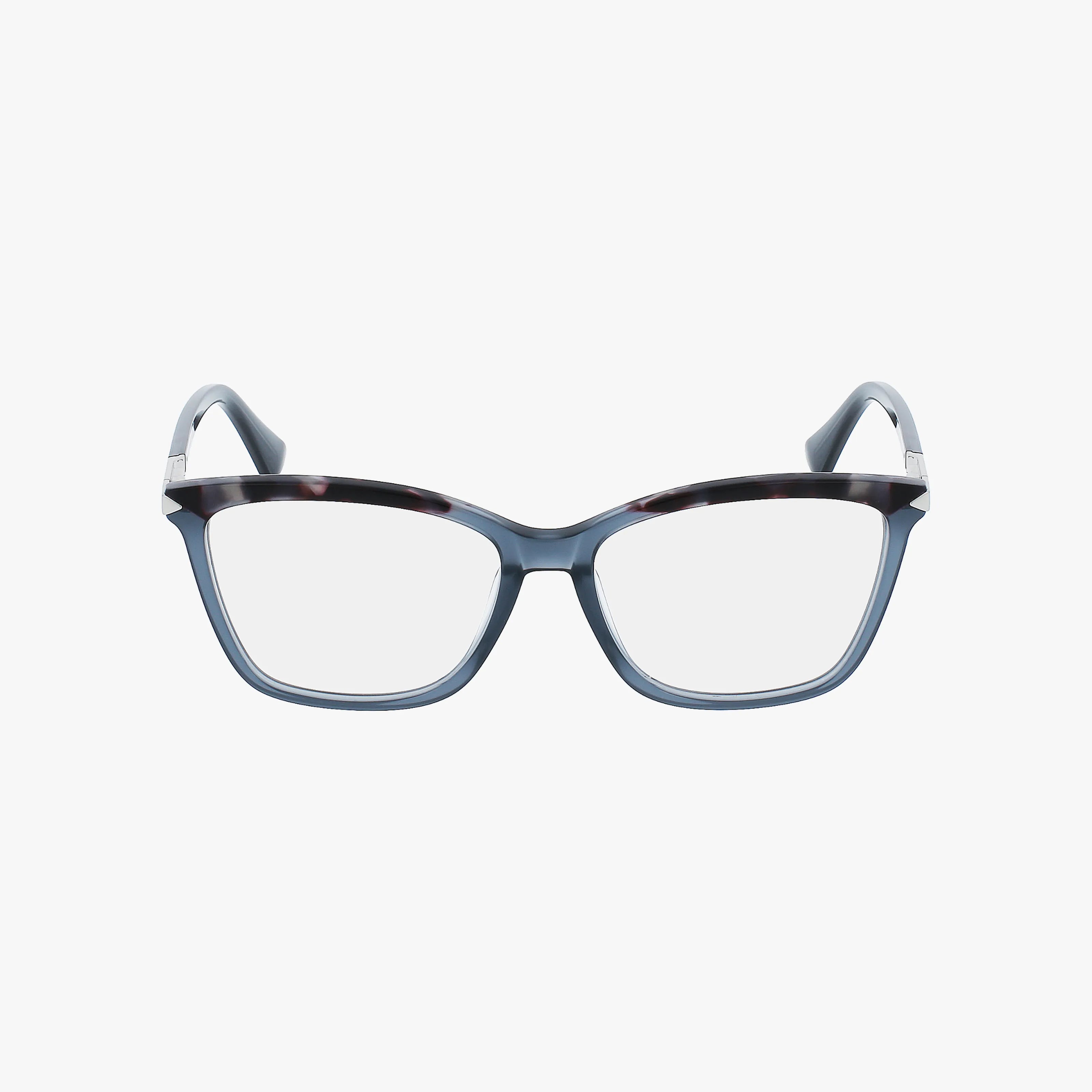 GU2880 eyeglasses feature thick, rectangular blue frames and clear lenses, ideal for those seeing the light even from behind windows. Displayed on a plain white background.