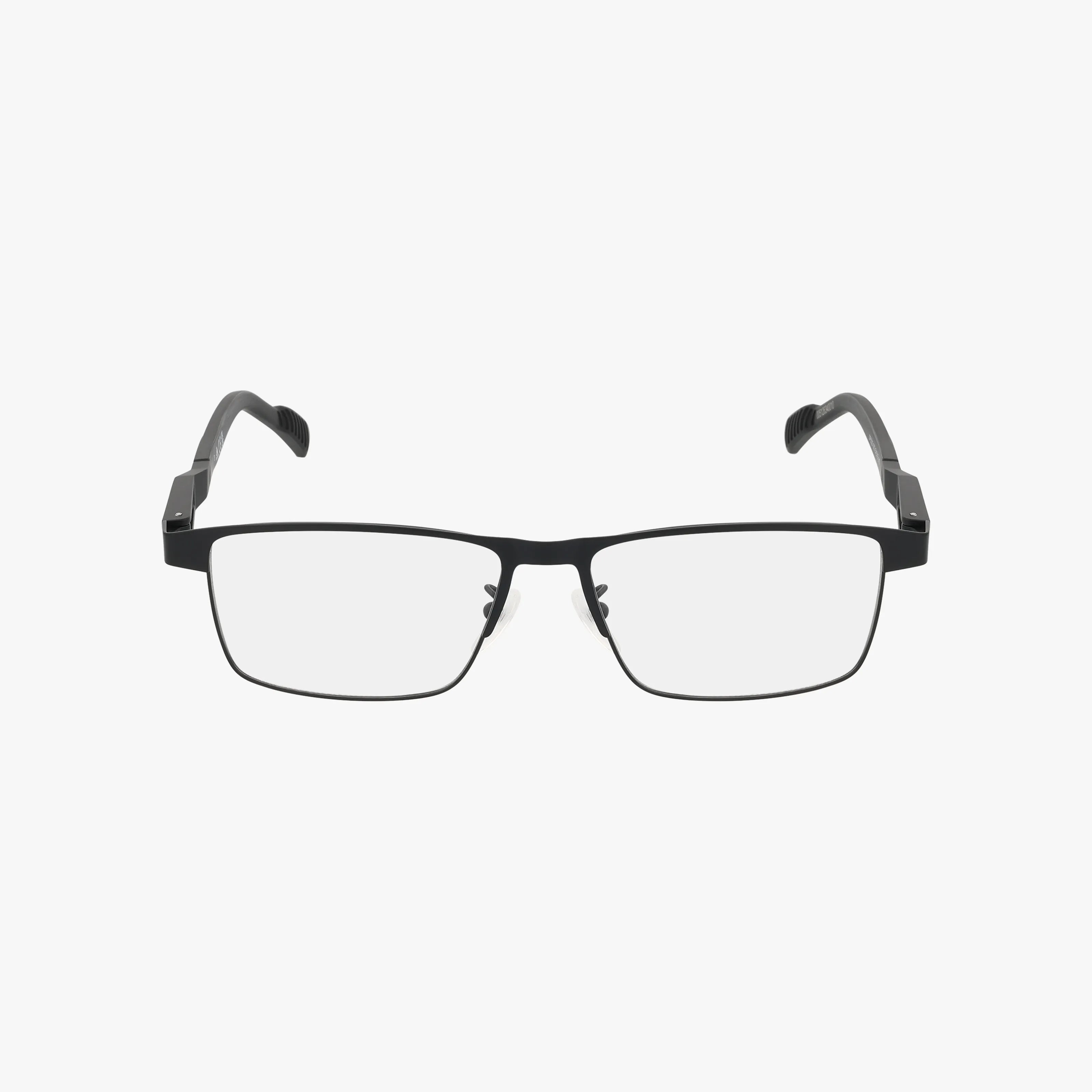 The SP5023 eyeglasses feature a unique black rectangular frame with clear lenses, displayed front-facing against a plain white background.