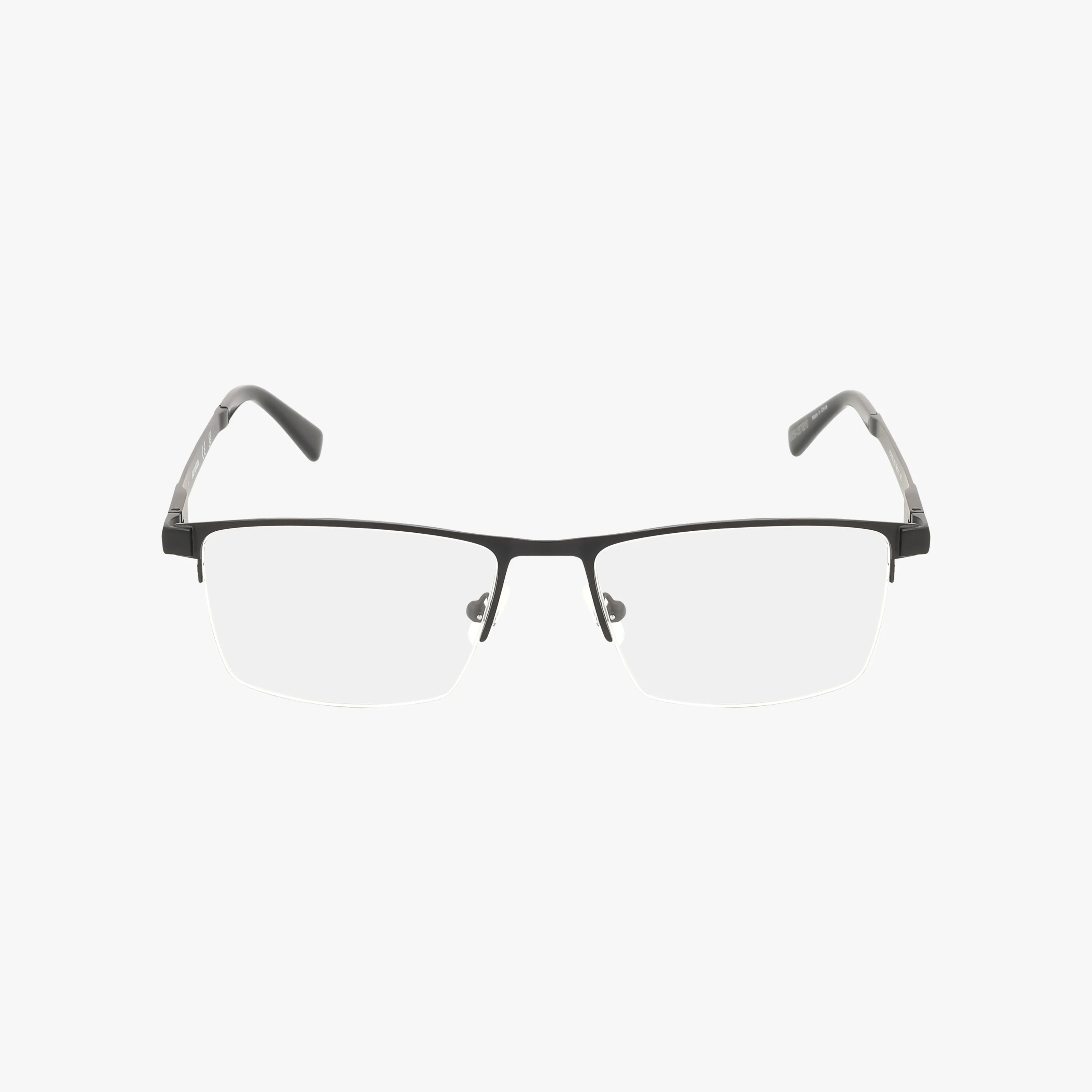 The HD0787 features rectangular, semi-rimless eyeglasses with thin black metal frames and clear lenses. Designed for durability and long-lasting wear, they're displayed on a plain white background.