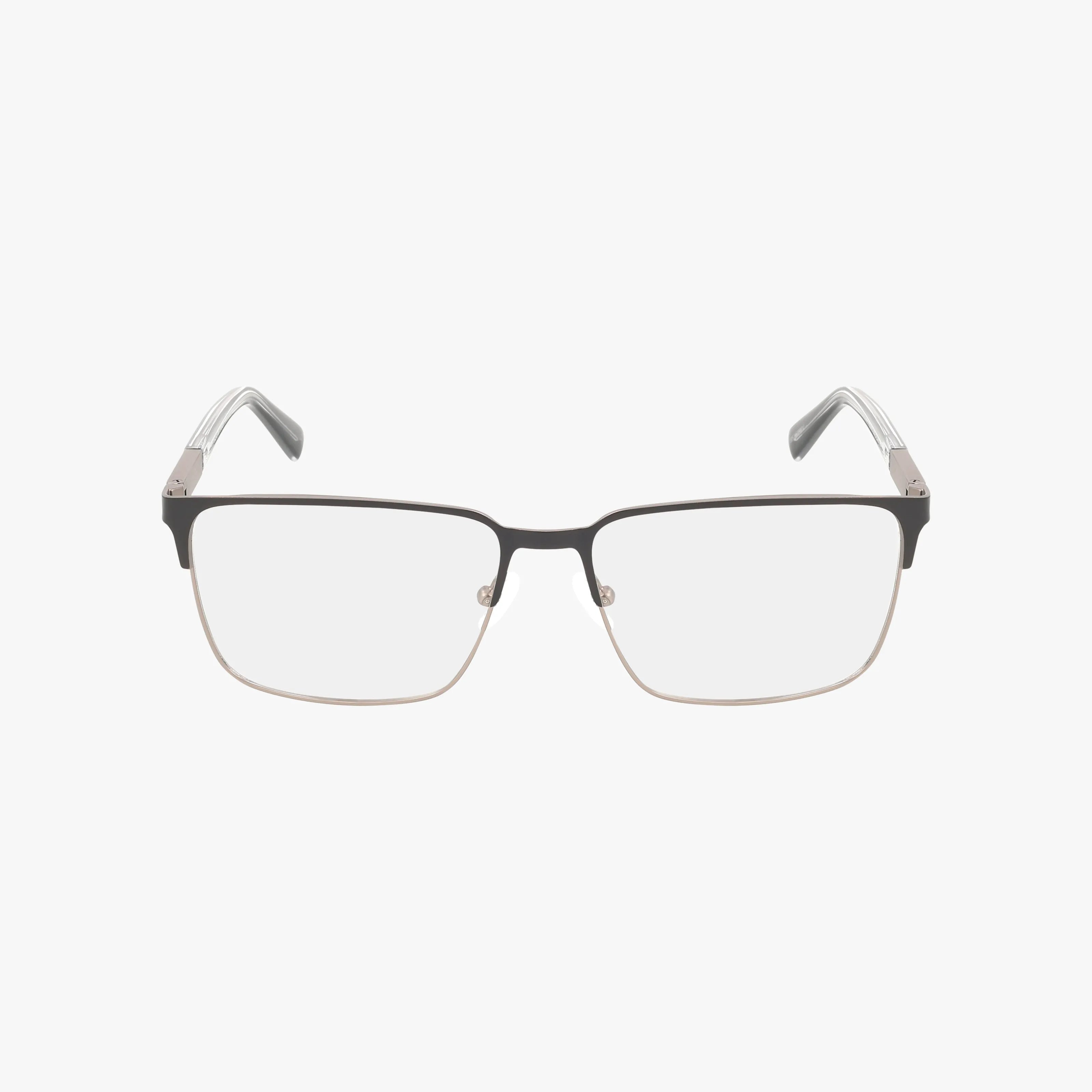 The HD0976 is a pair of rectangular eyeglasses featuring thin black and silver metal frames with clear lenses, displayed against a plain white background.