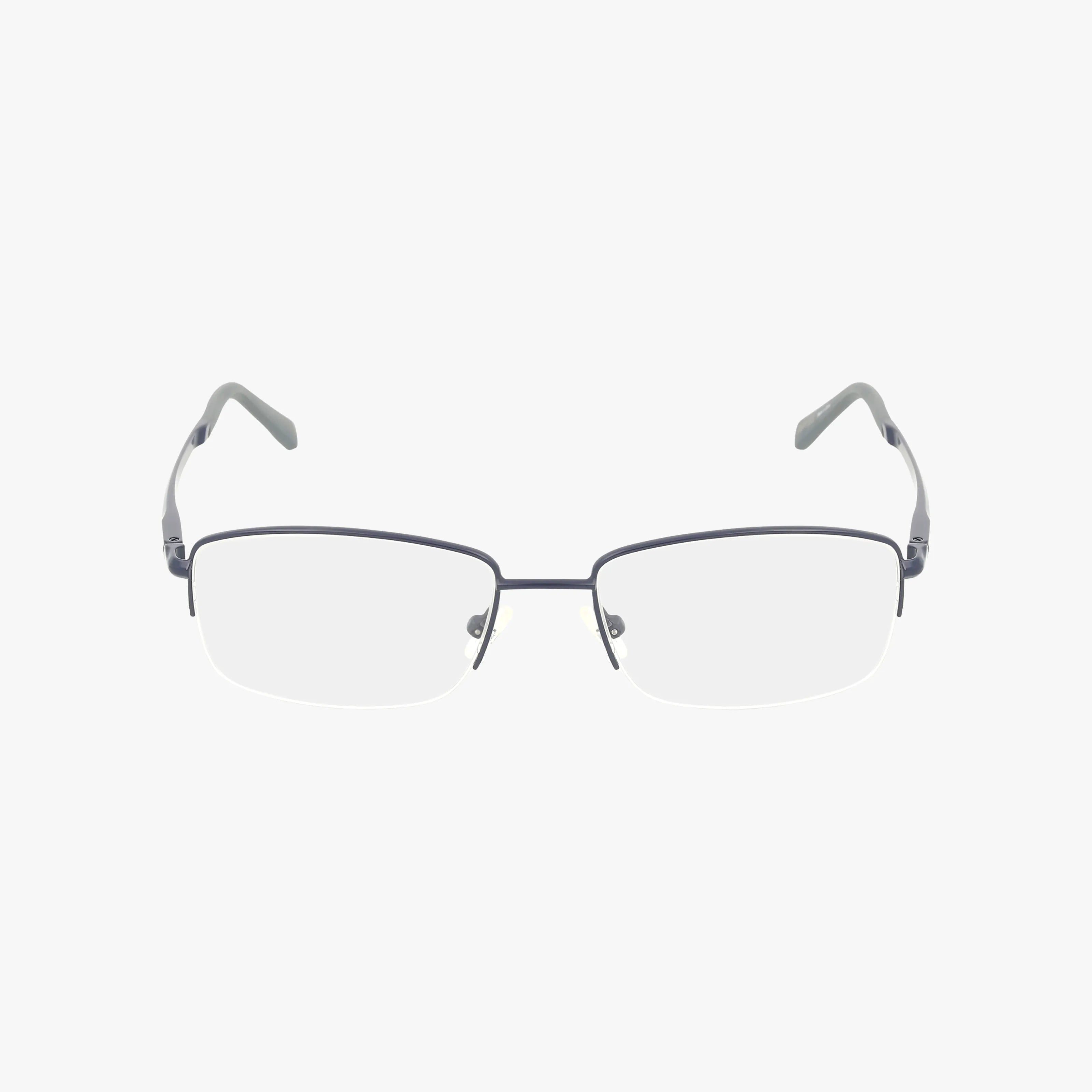 The HD50063 is a pair of rectangular, rimless eyeglasses featuring a stylish thin dark metal frame with gray plastic earpieces, shown on a plain white background.
