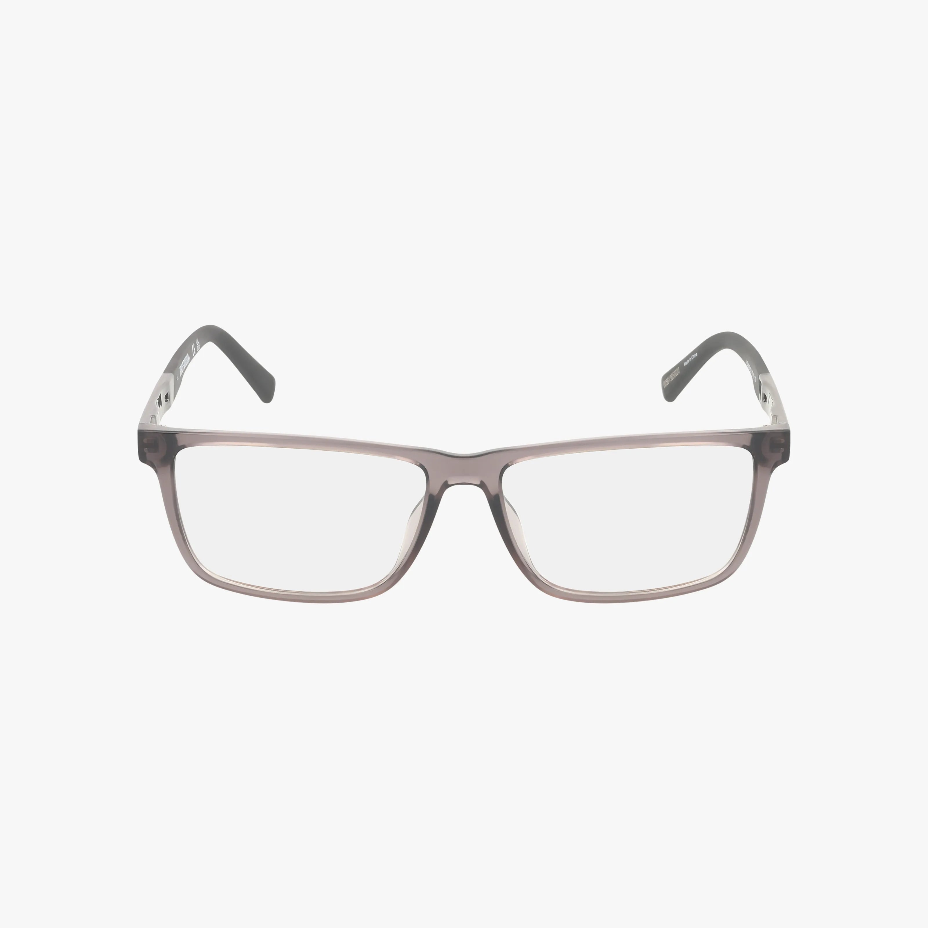 The HD50093 features rectangular translucent gray frames with clear lenses, durable construction, and slightly curved arms, shown on a plain white background.