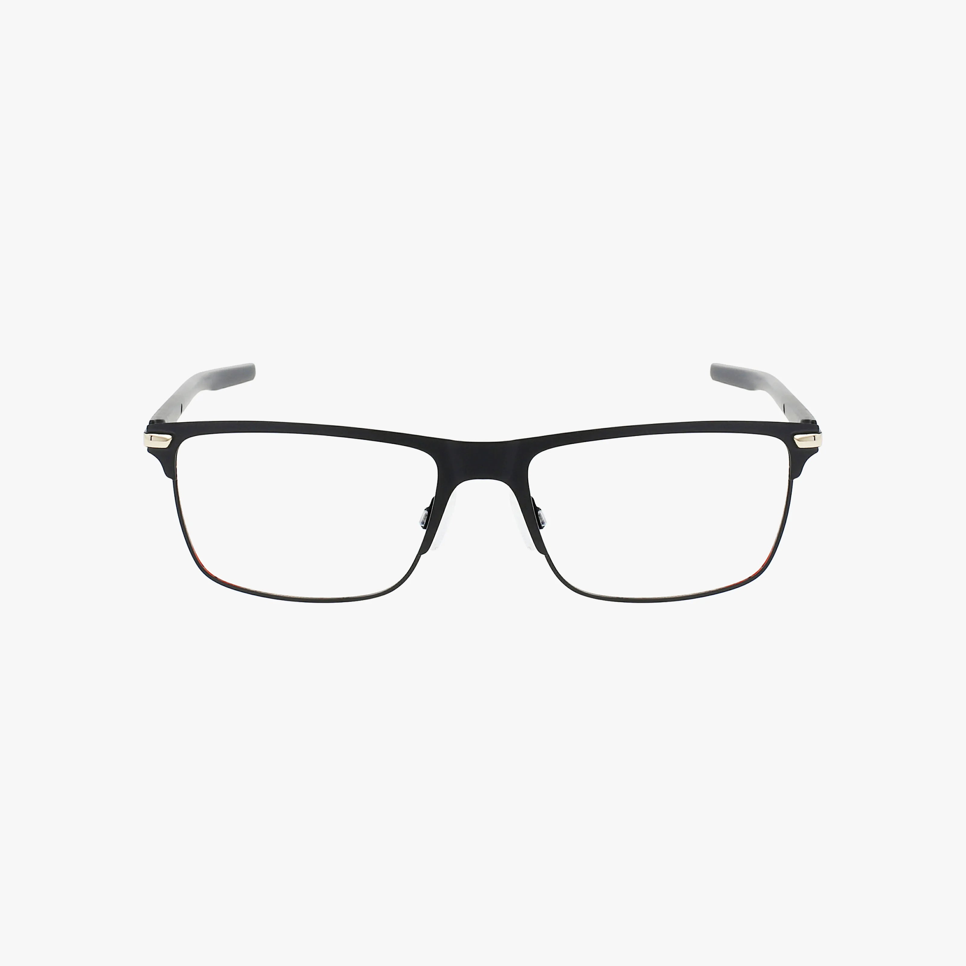 The PU0276O features rectangular black eyeglasses with a lightweight frame and clear lenses, providing stylish eyewear shown on a plain white background.
