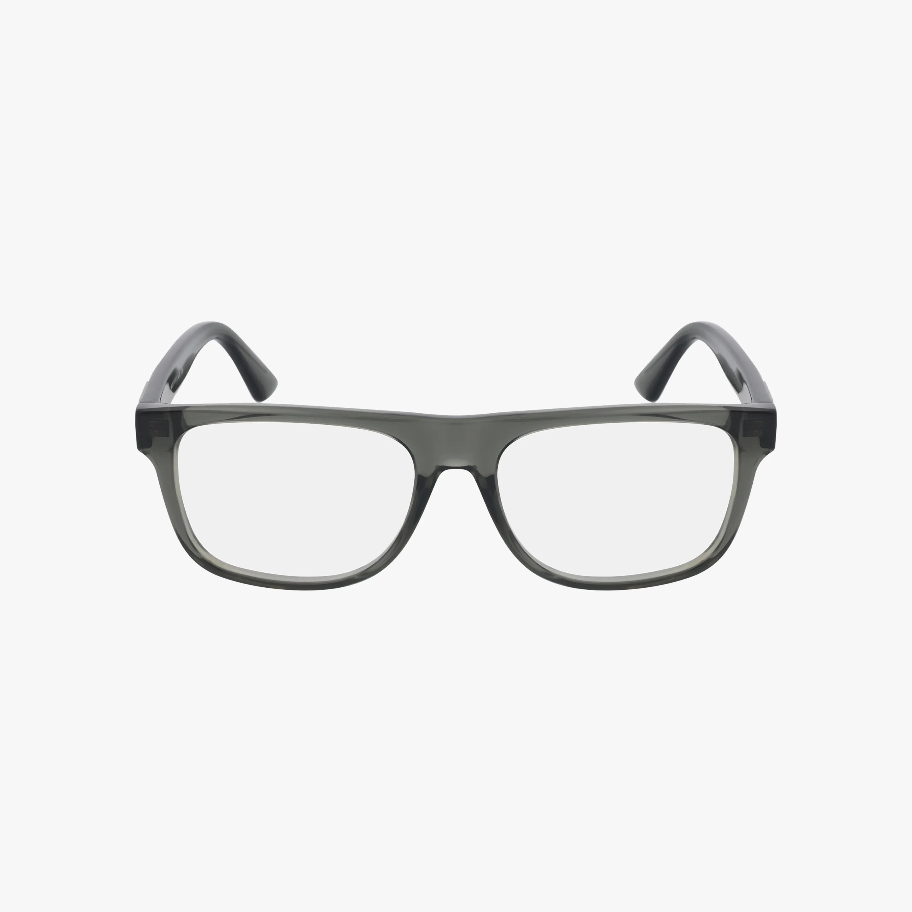 A pair of black rectangular GG1117O eyeglasses with clear lenses, displayed on a plain white background—ideal for online shoppers.